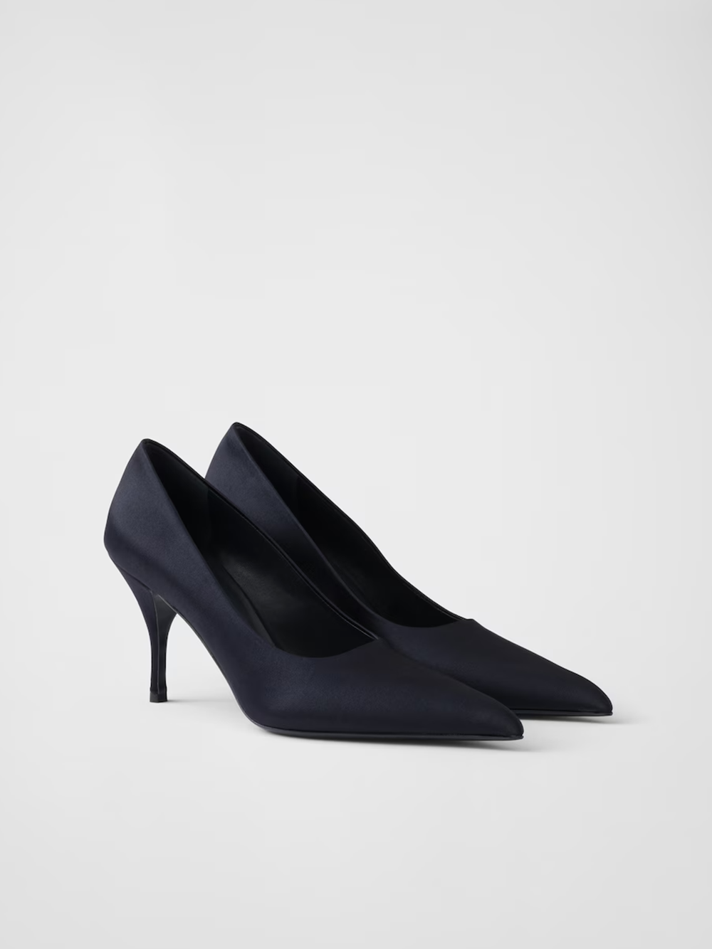 Pantofi cu toc Prada din satin albastru