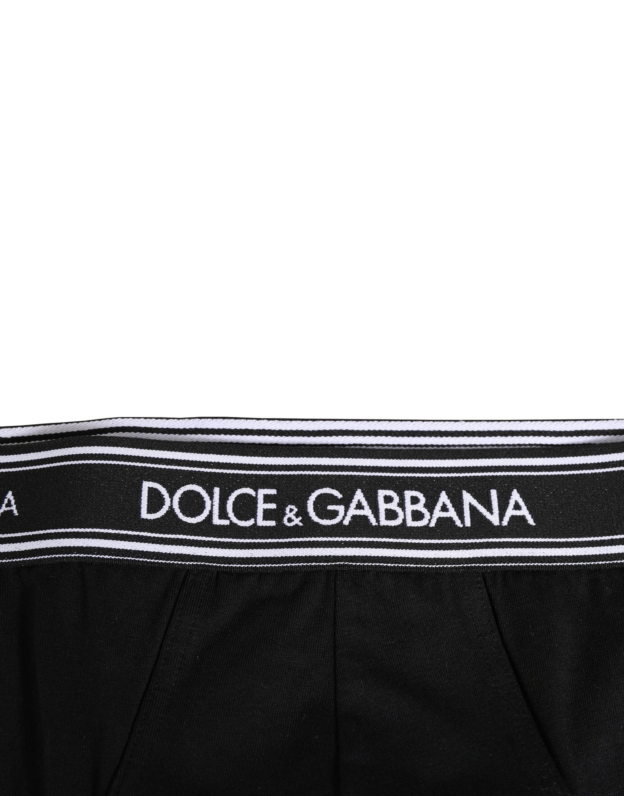 Dolce & Gabbana – Slip mit Logo-Print aus schwarzer Stretch-Baumwolle