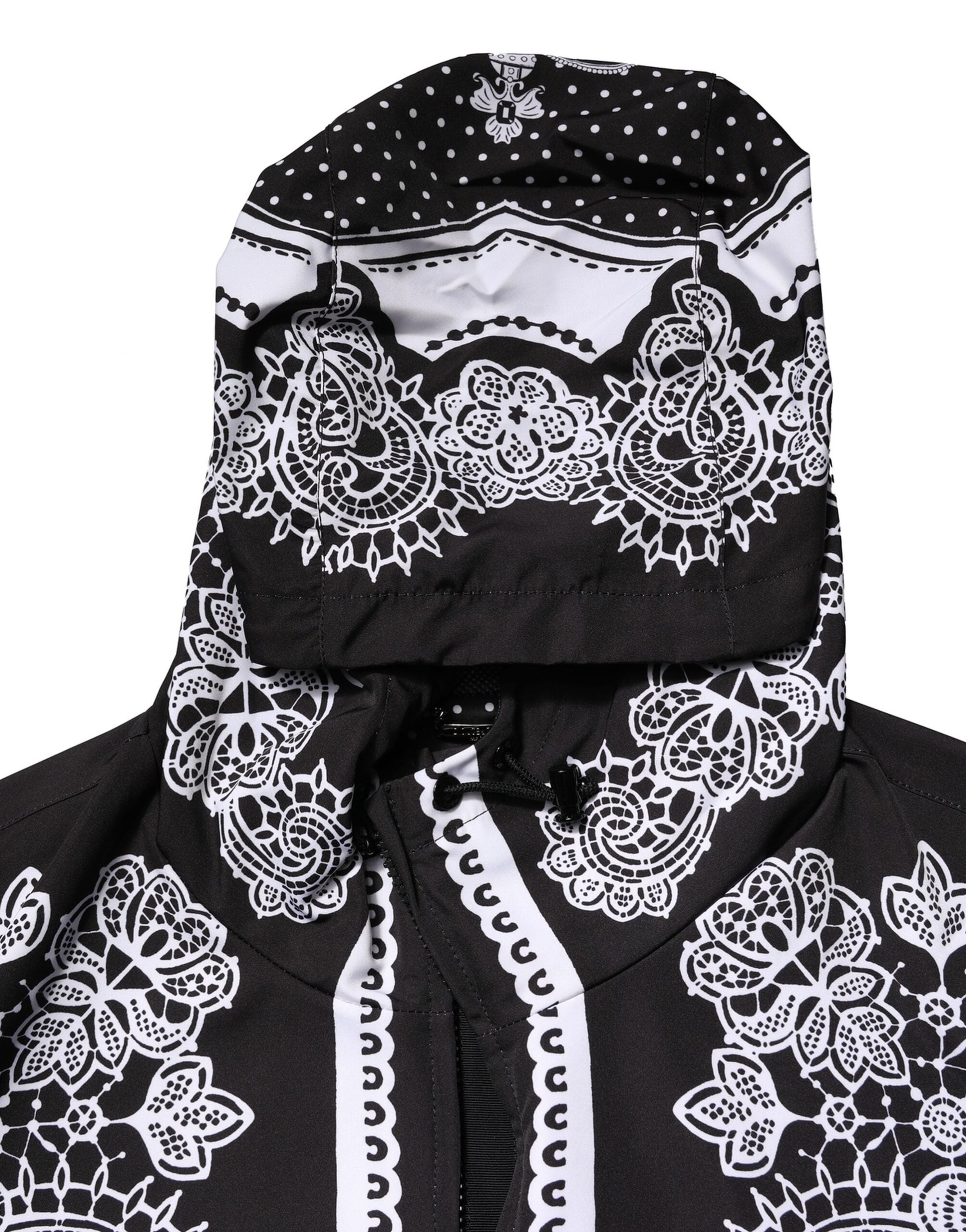 Dolce & Gabbana – Schwarze Bomberjacke mit Kapuze und Bandana-Print