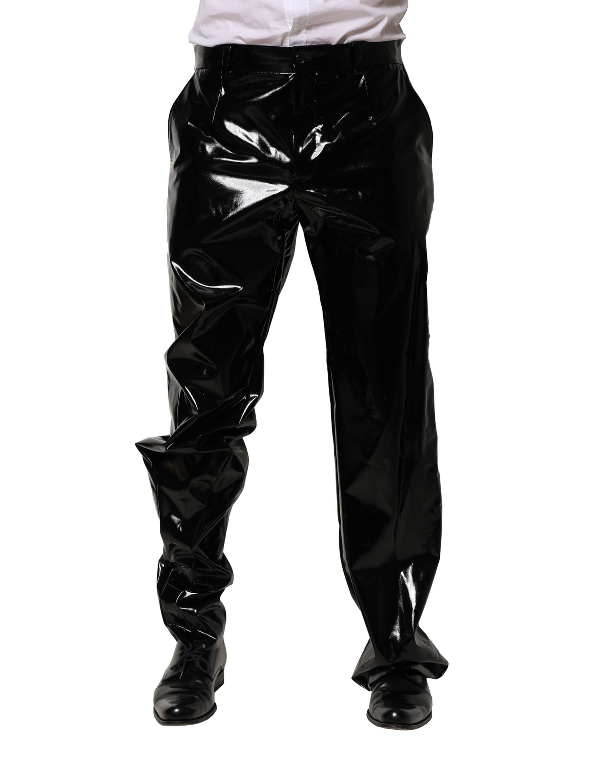 Dolce & Gabbana Schwarze, gerade Herrenhose aus Nylon