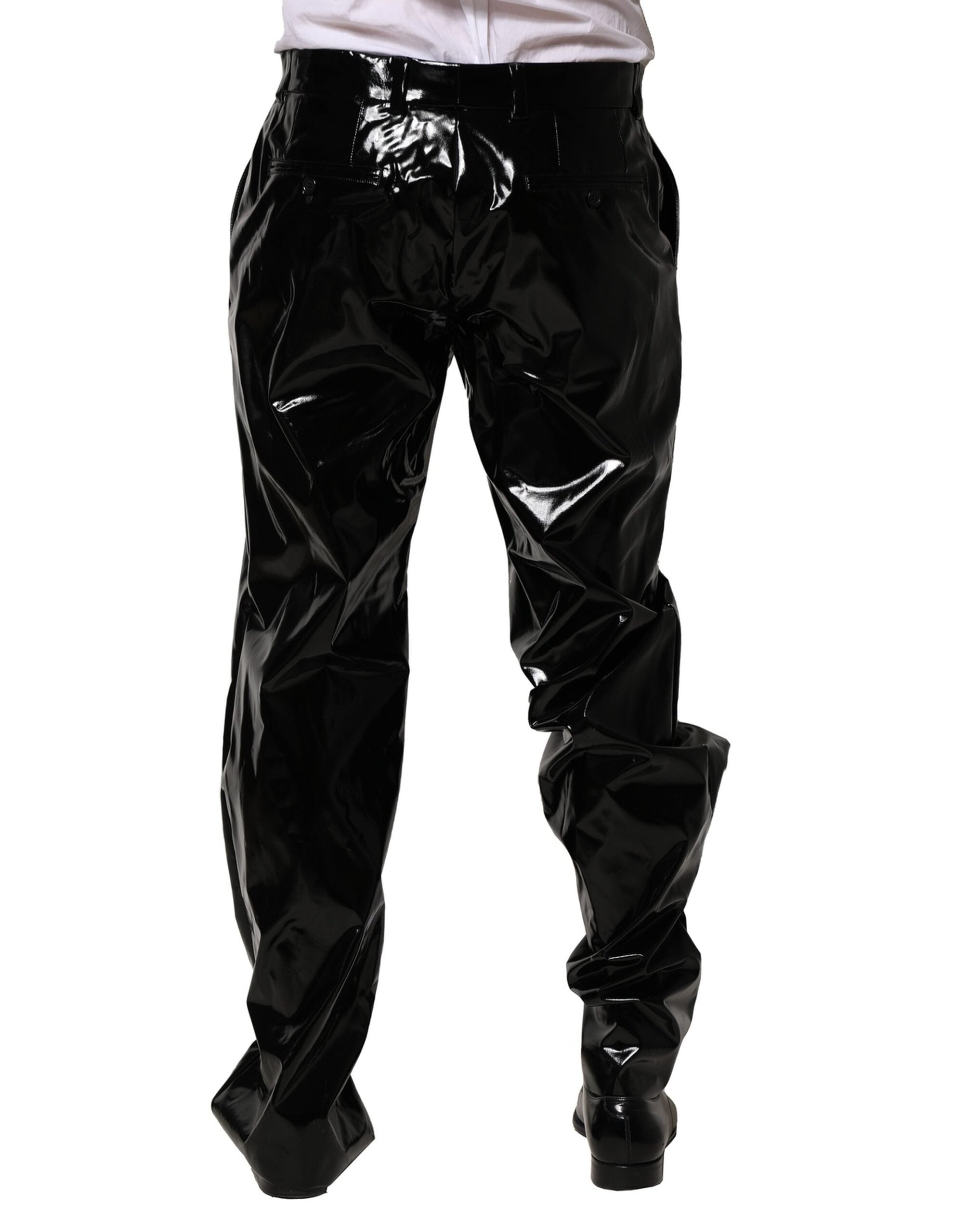 Dolce & Gabbana Schwarze, gerade Herrenhose aus Nylon