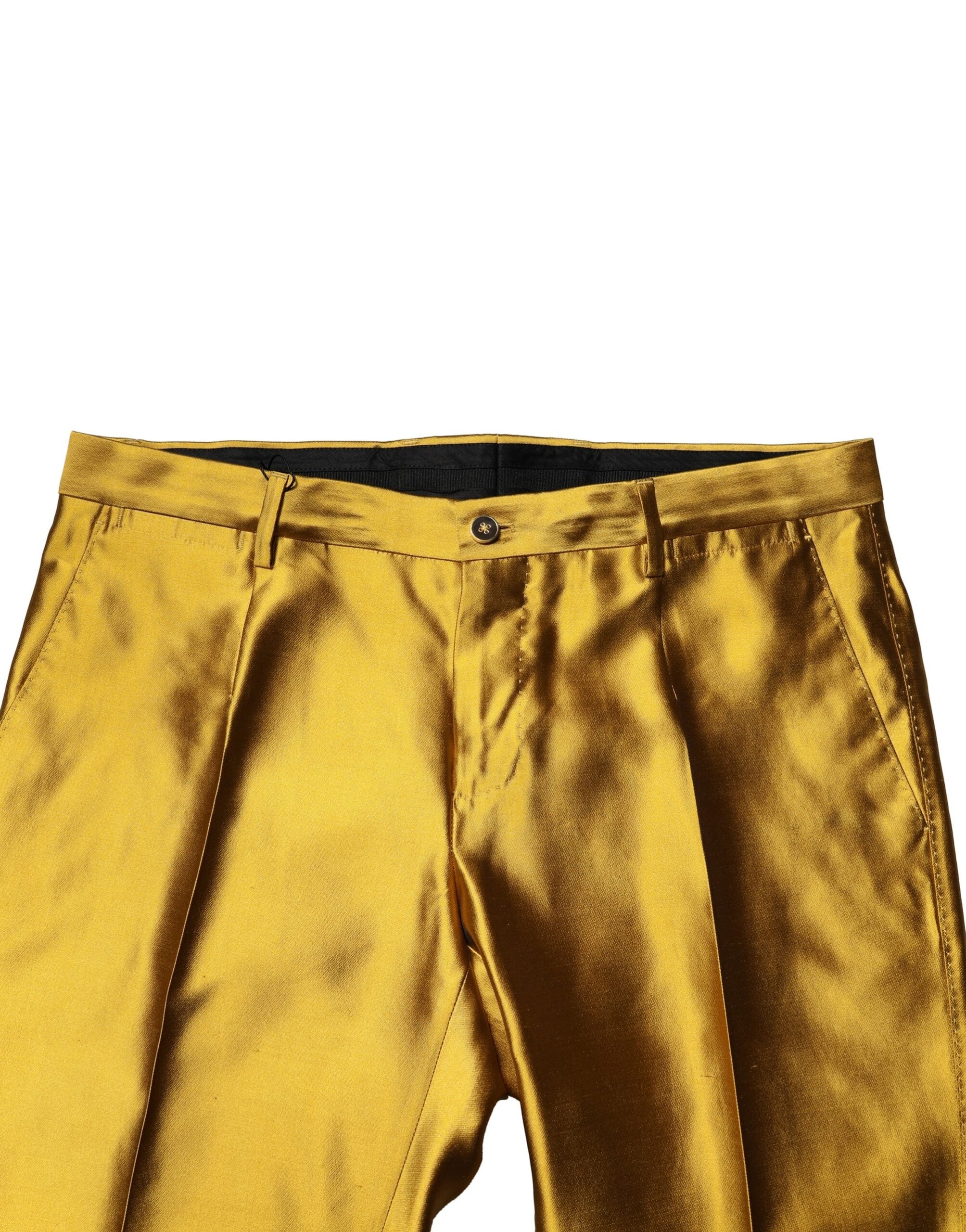 Dolce & Gabbana Pantaloni eleganți conici din mătase galbenă pentru bărbați