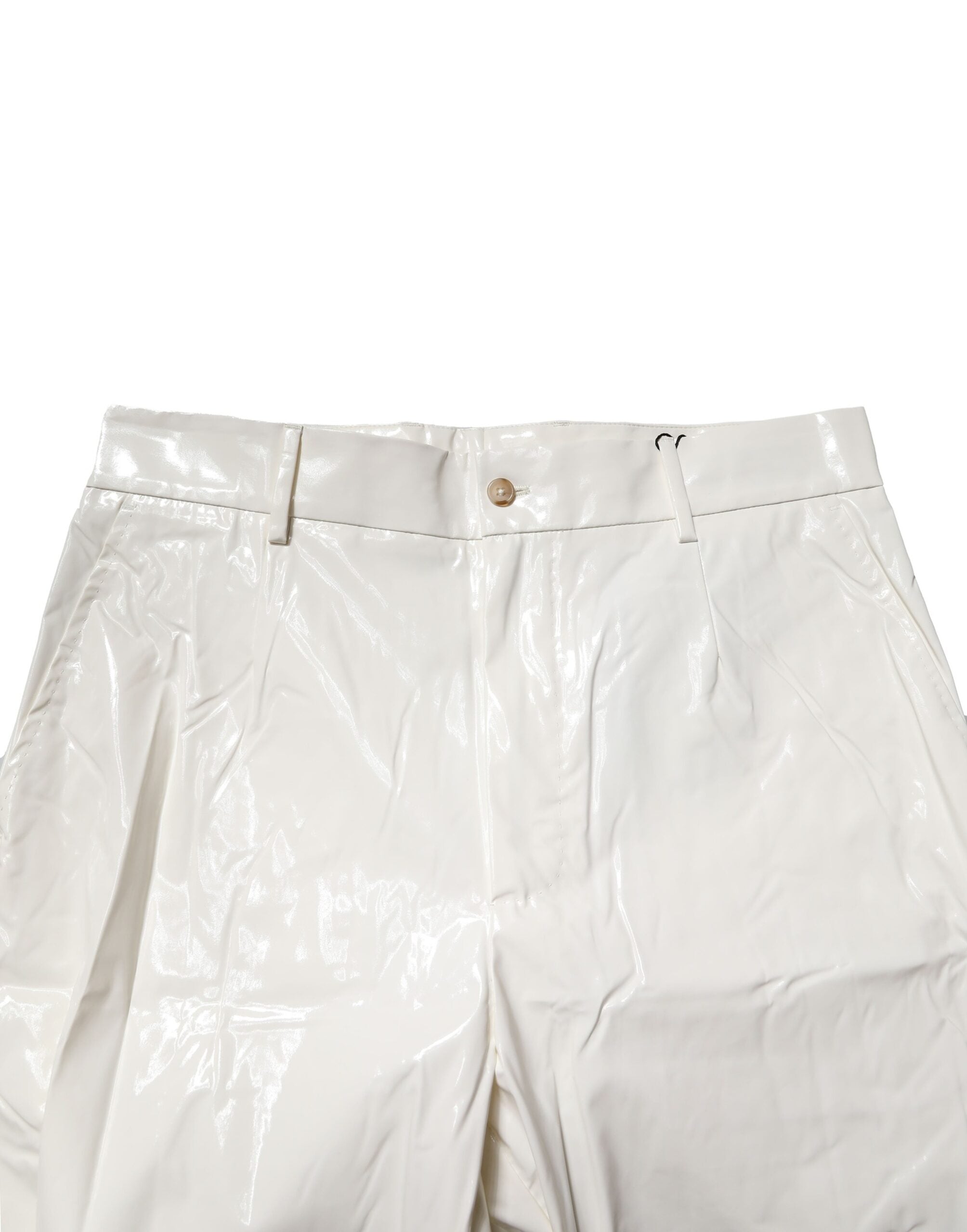 Dolce & Gabbana Pantaloni eleganți conici din nailon alb pentru bărbați