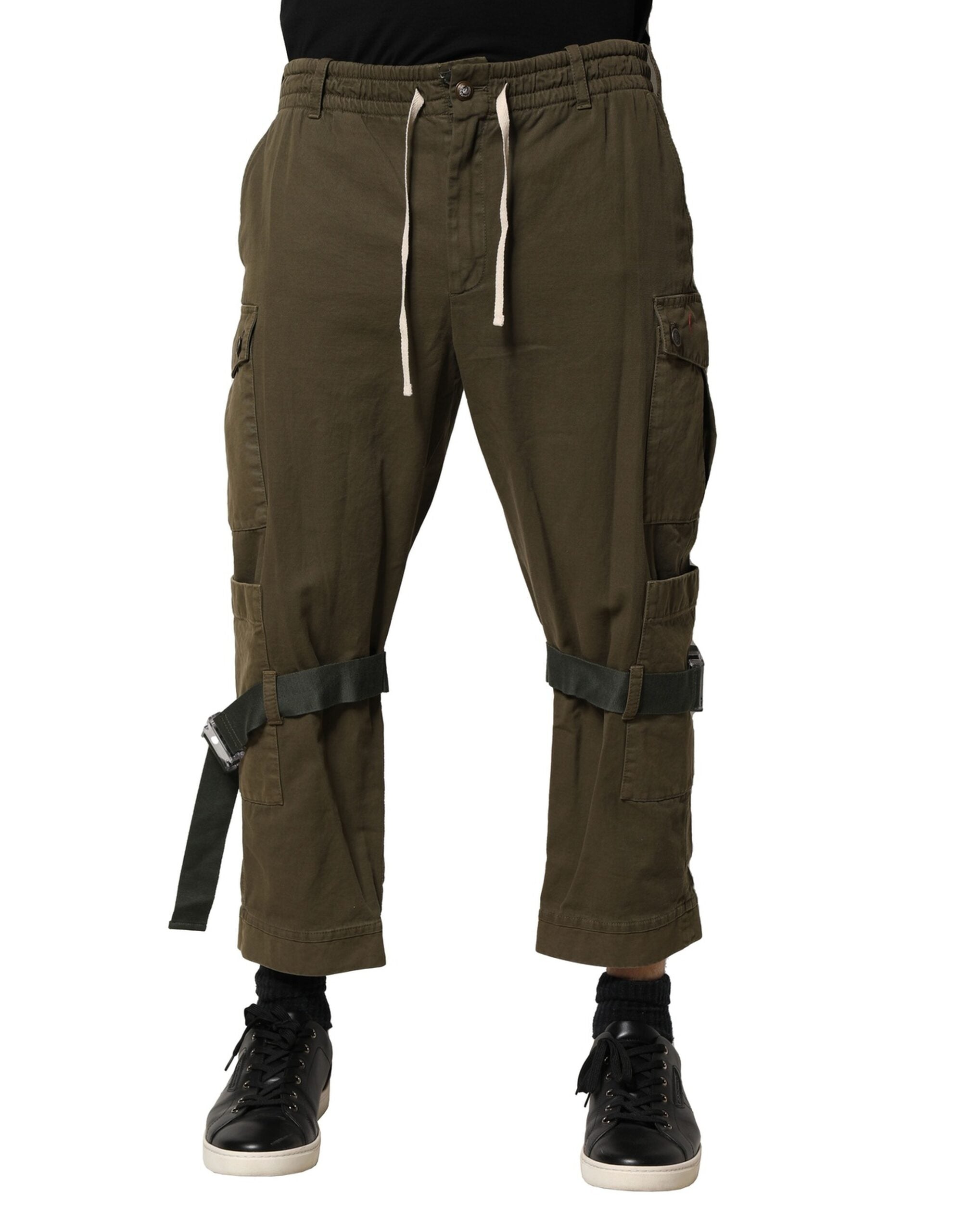 Dolce & Gabbana – Braune Cargohose aus Baumwolle mit Kordelzug