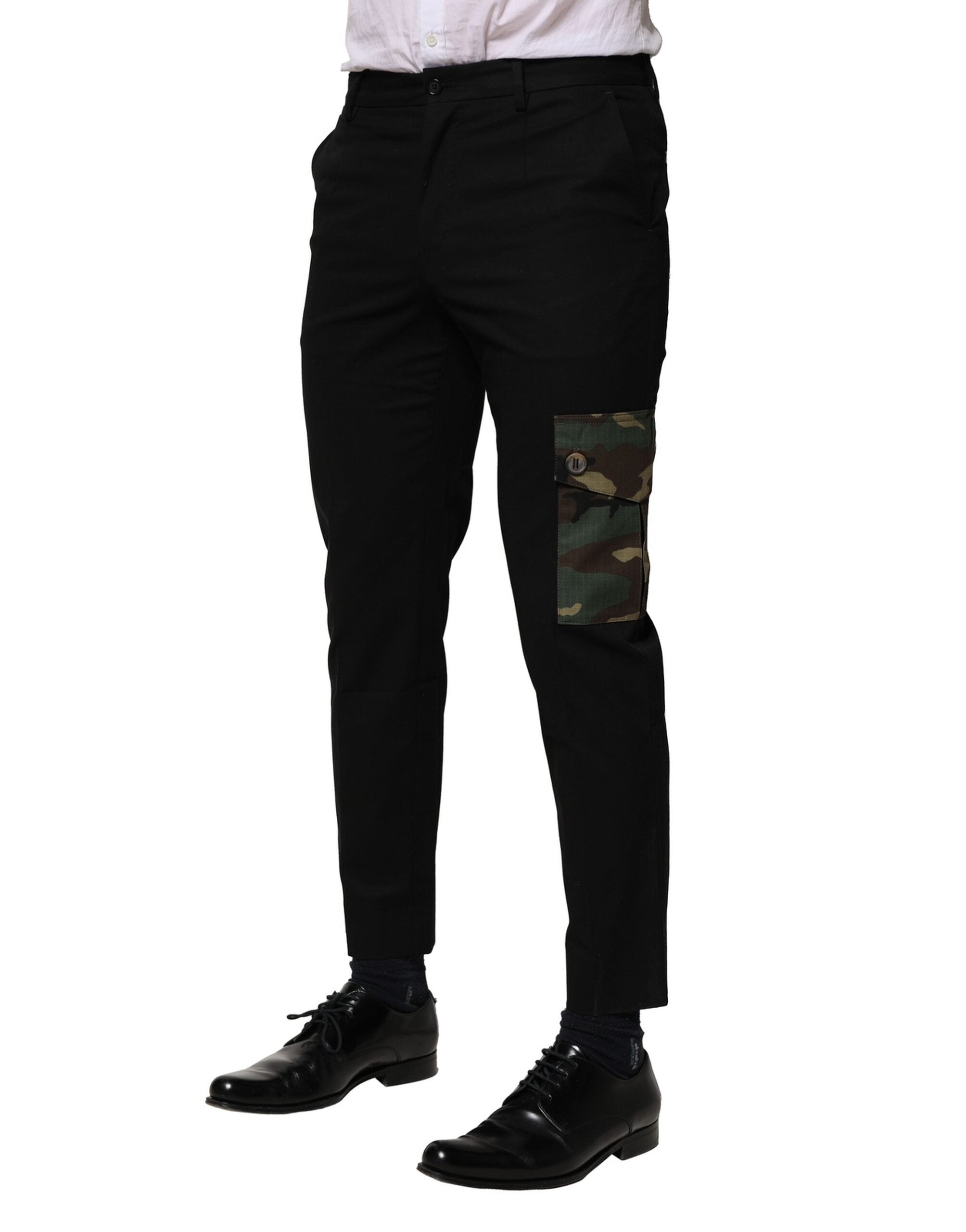 Pantaloni cargo din bumbac negru Dolce & Gabbana pentru bărbați