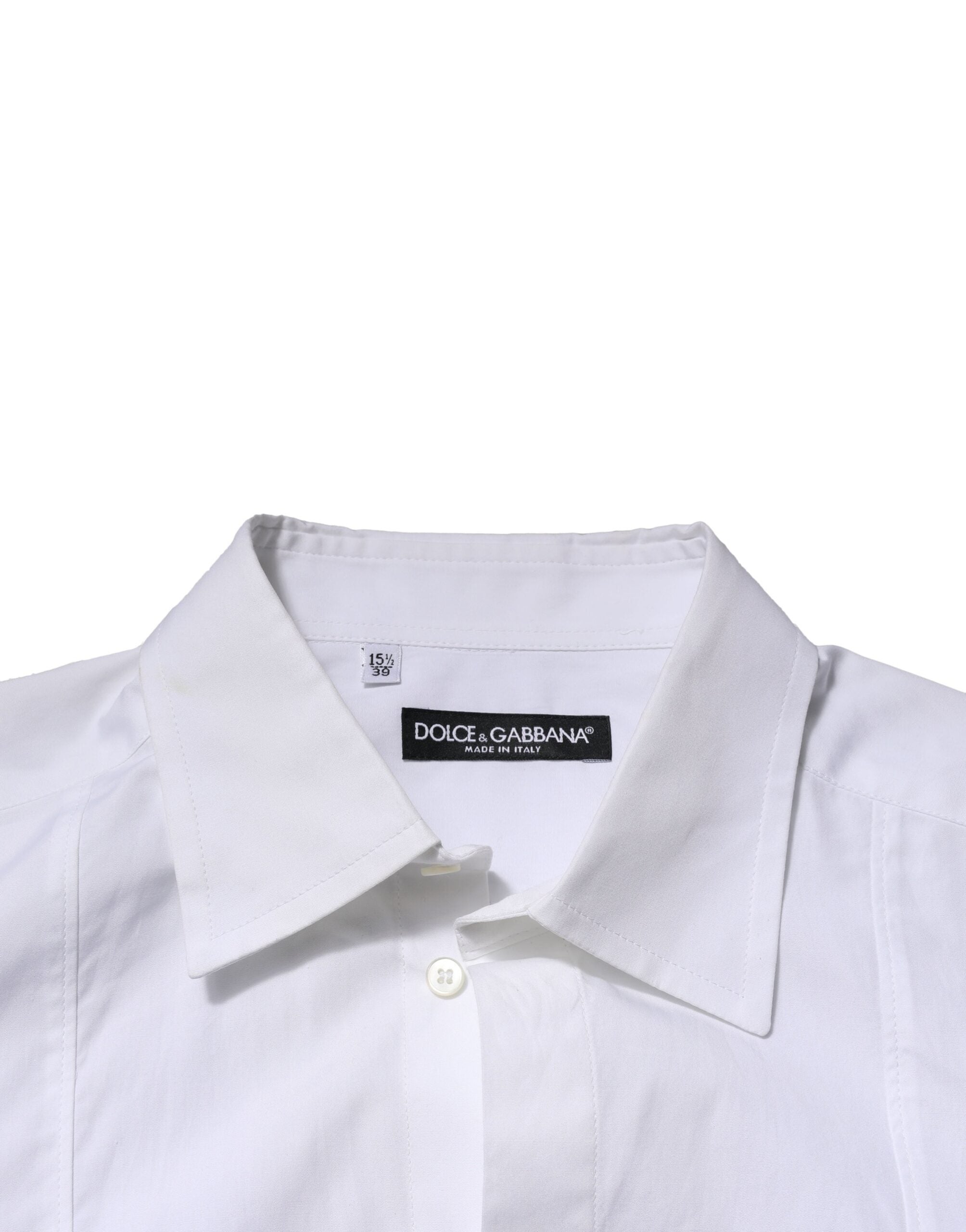 Dolce & Gabbana Weißes formelles Herrenhemd aus Popeline-Baumwolle