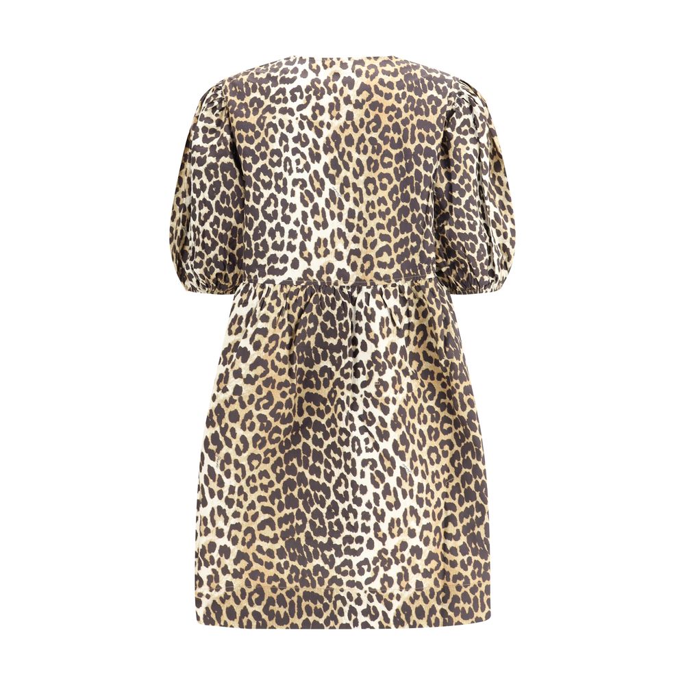 Rochie mini cu imprimeu leopard Ganni