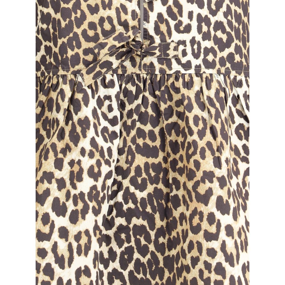 Rochie mini cu imprimeu leopard Ganni