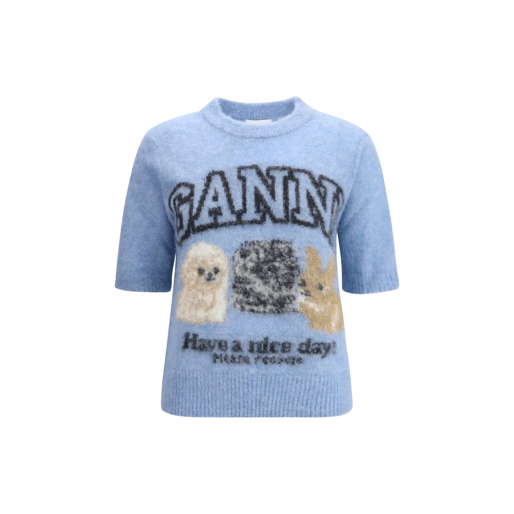 Pulover cu mânecă scurtă Ganni Puppies