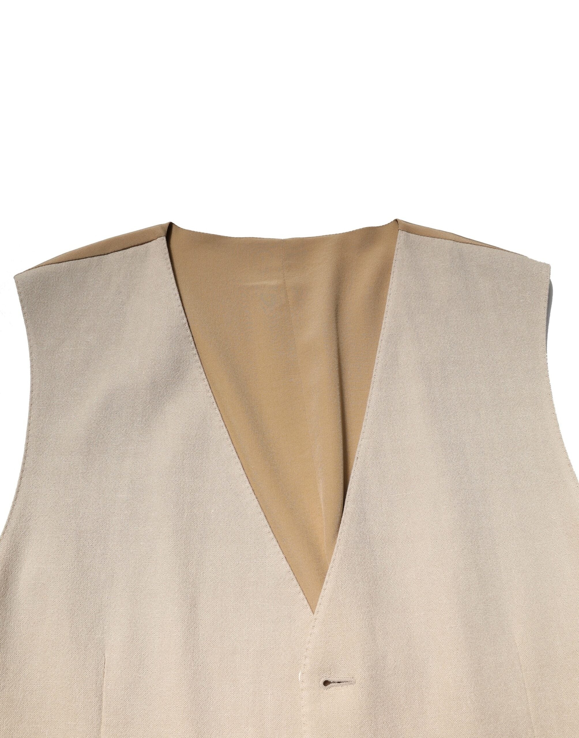 Dolce & Gabbana Beige Leinen Kleid Formale Männer Weste Weste