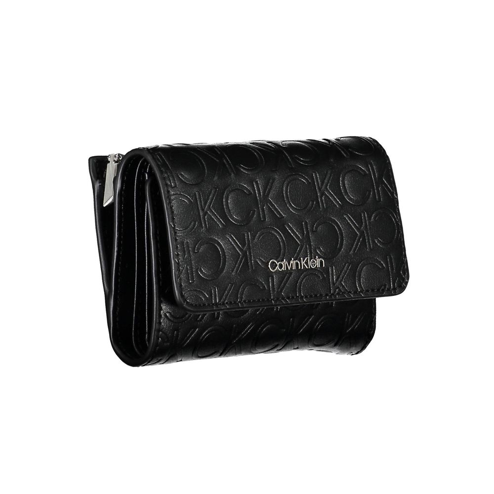 Portofel negru din polietilenă pentru femei Calvin Klein