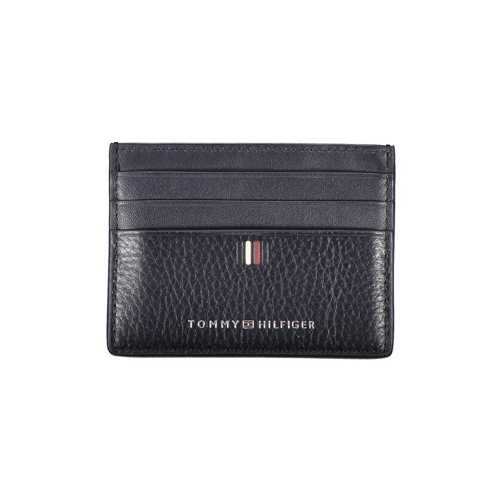 Tommy Hilfiger – Elegantes Kartenetui aus blauem Leder mit Kontrastdetails