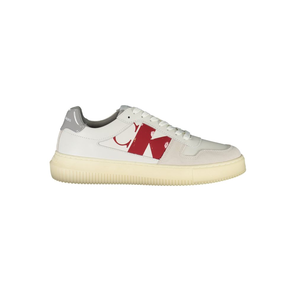 Calvin Klein – Elegante weiße Schnür-Sneaker mit Kontrastdetails