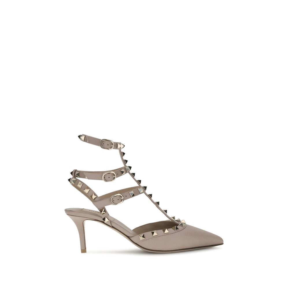 Valentino Garavani Gray Calf Leather Bos Taurus High Heel Pumps