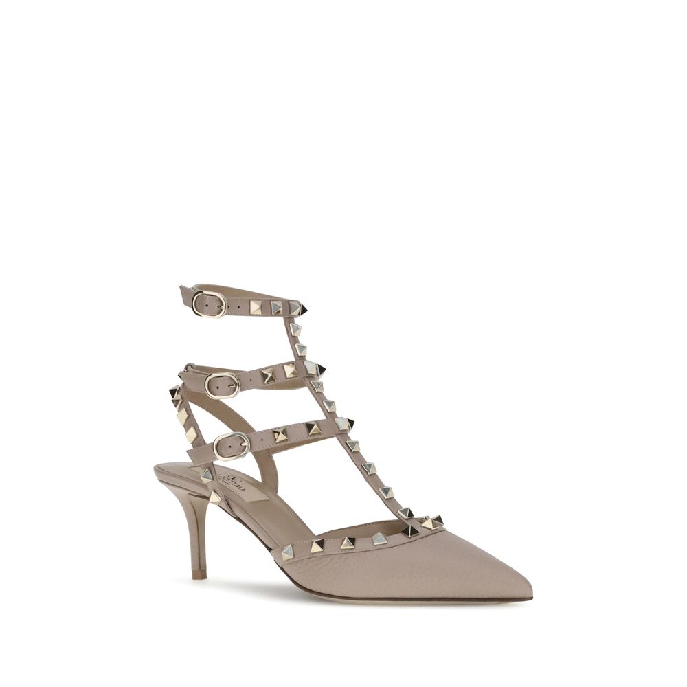 Valentino Garavani Gray Calf Leather Bos Taurus High Heel Pumps