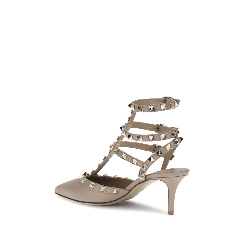 Valentino Garavani Gray Calf Leather Bos Taurus High Heel Pumps