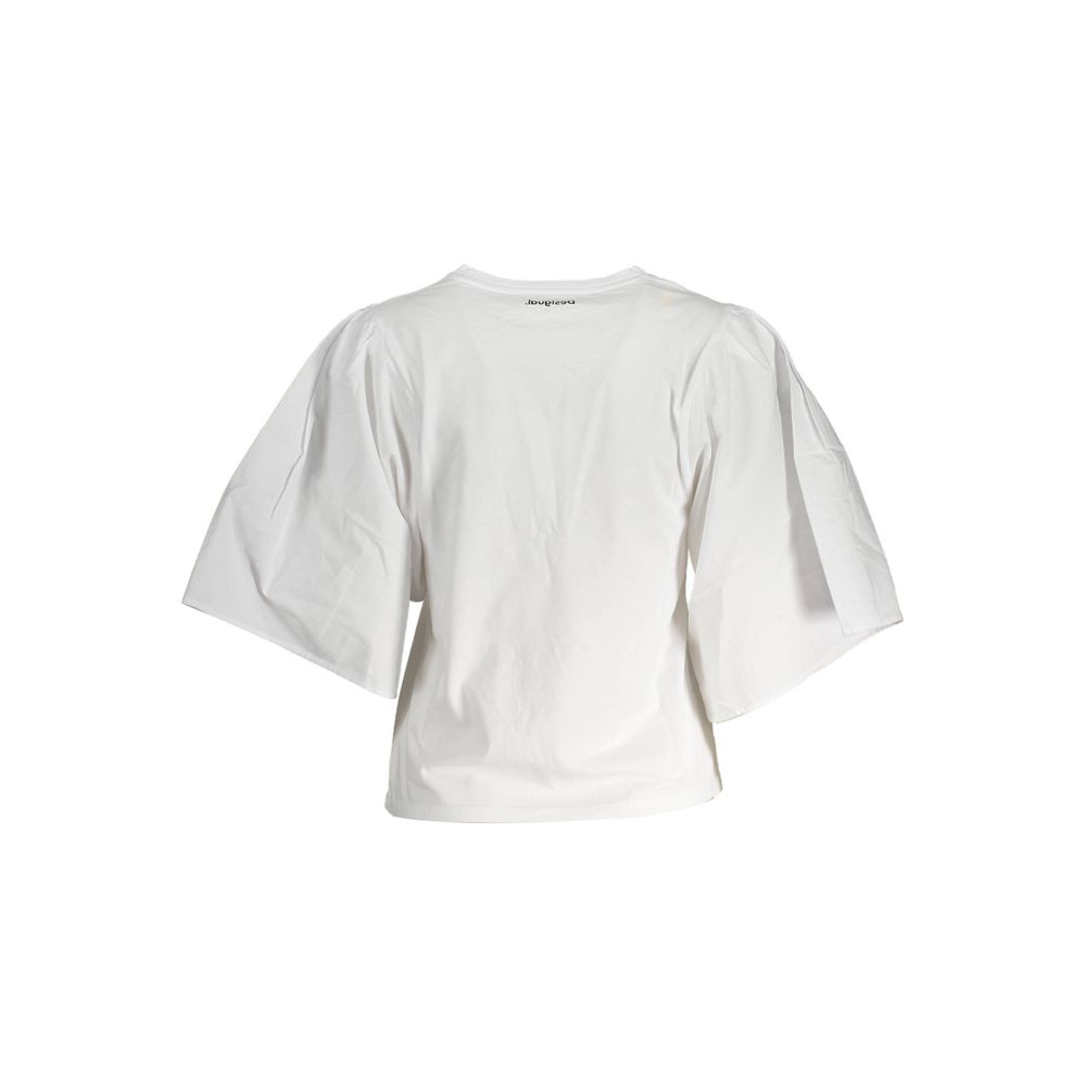 Tricou Desigual alb din bumbac pentru femei
