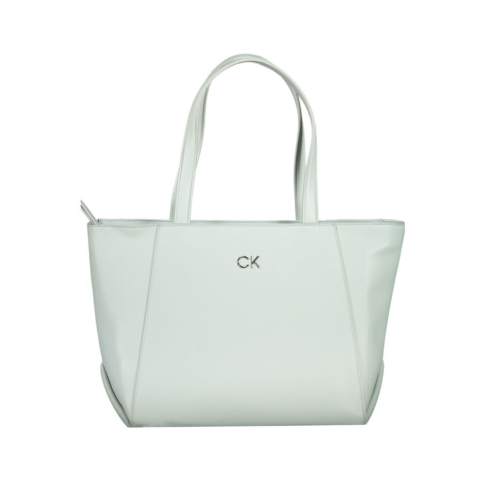 Geantă de mână Calvin Klein din polietilenă albastră deschisă pentru femei