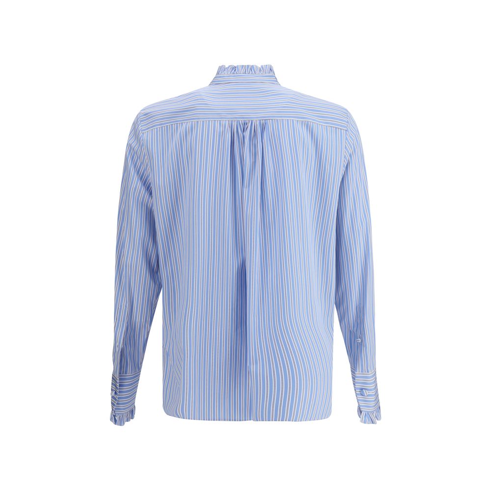 Cămașă Valentino cu dungi plastron și volane