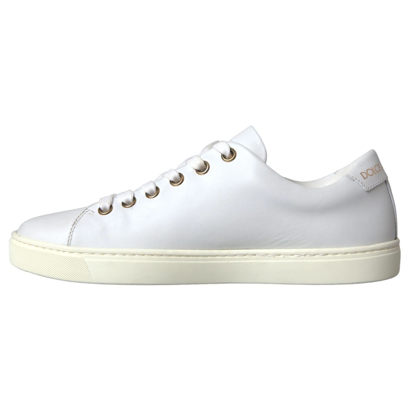 Pantofi sport Dolce & Gabbana din piele albă cu inimă roșie și auriu