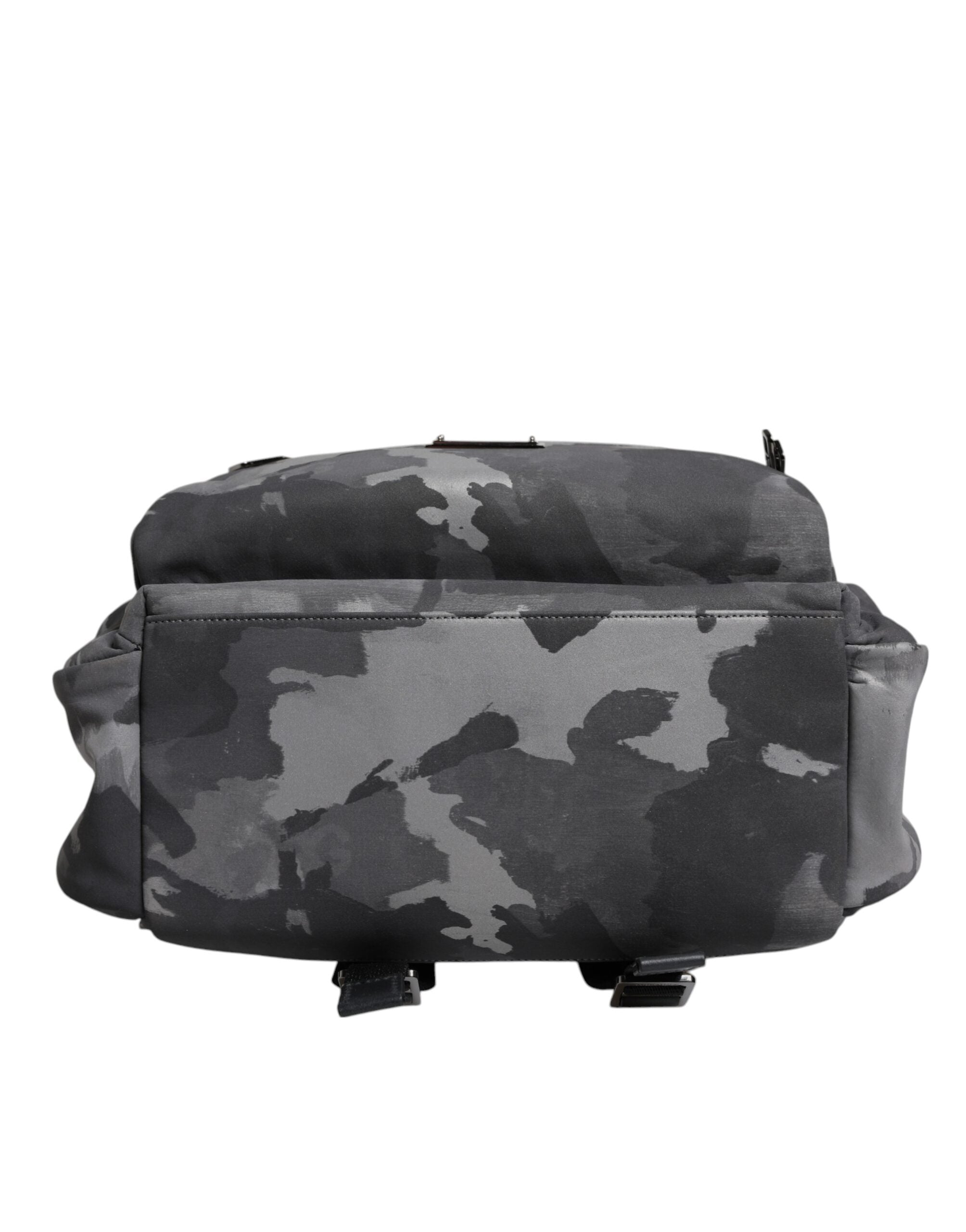 Rucsac Dolce & Gabbana gri din bumbac cu placă cu logo camuflaj