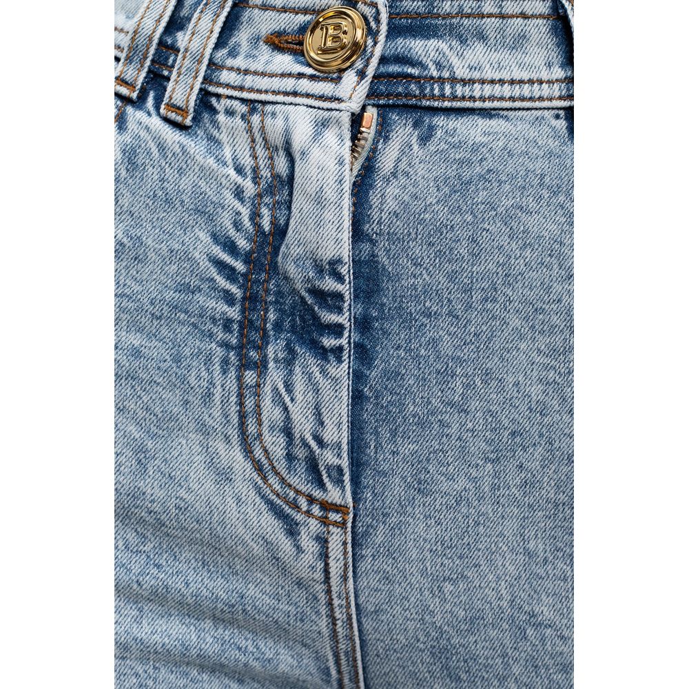Blugi Balmain albaștri din bumbac cu talie înaltă pentru femei