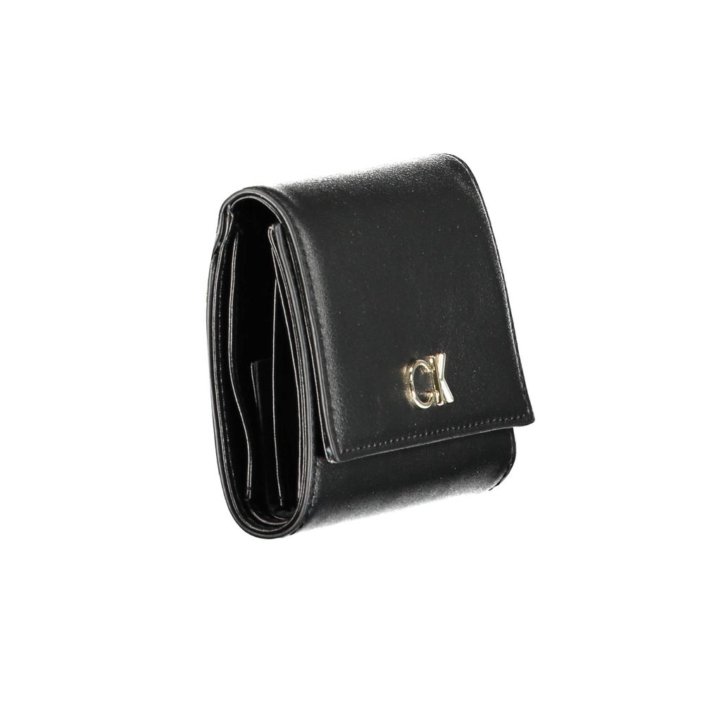 Portofel Calvin Klein negru din poliester pentru femei