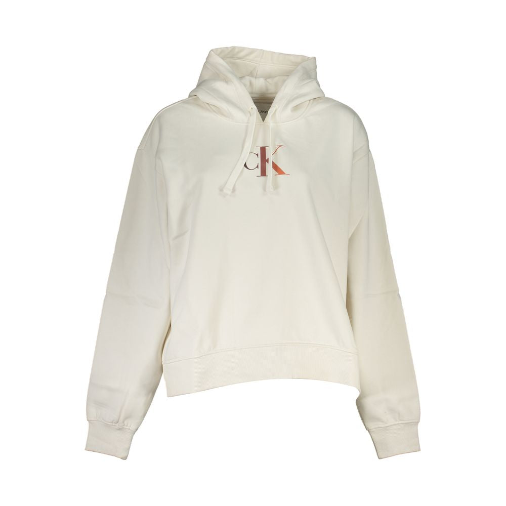 Calvin Klein – Schickes weißes Fleece-Kapuzensweatshirt