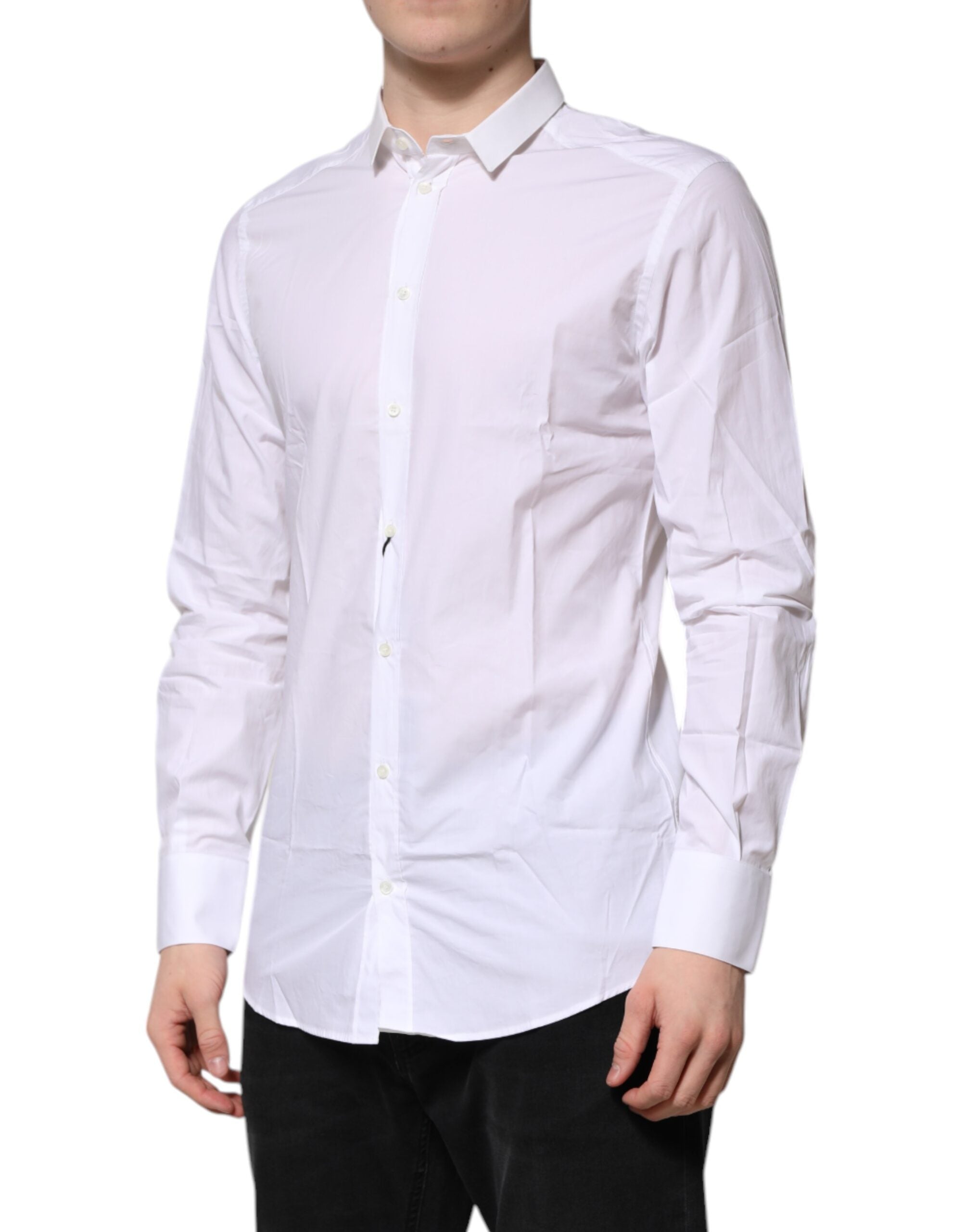Dolce & Gabbana Weiß GOLD Baumwolle Langarm Herren Formelles Hemd
