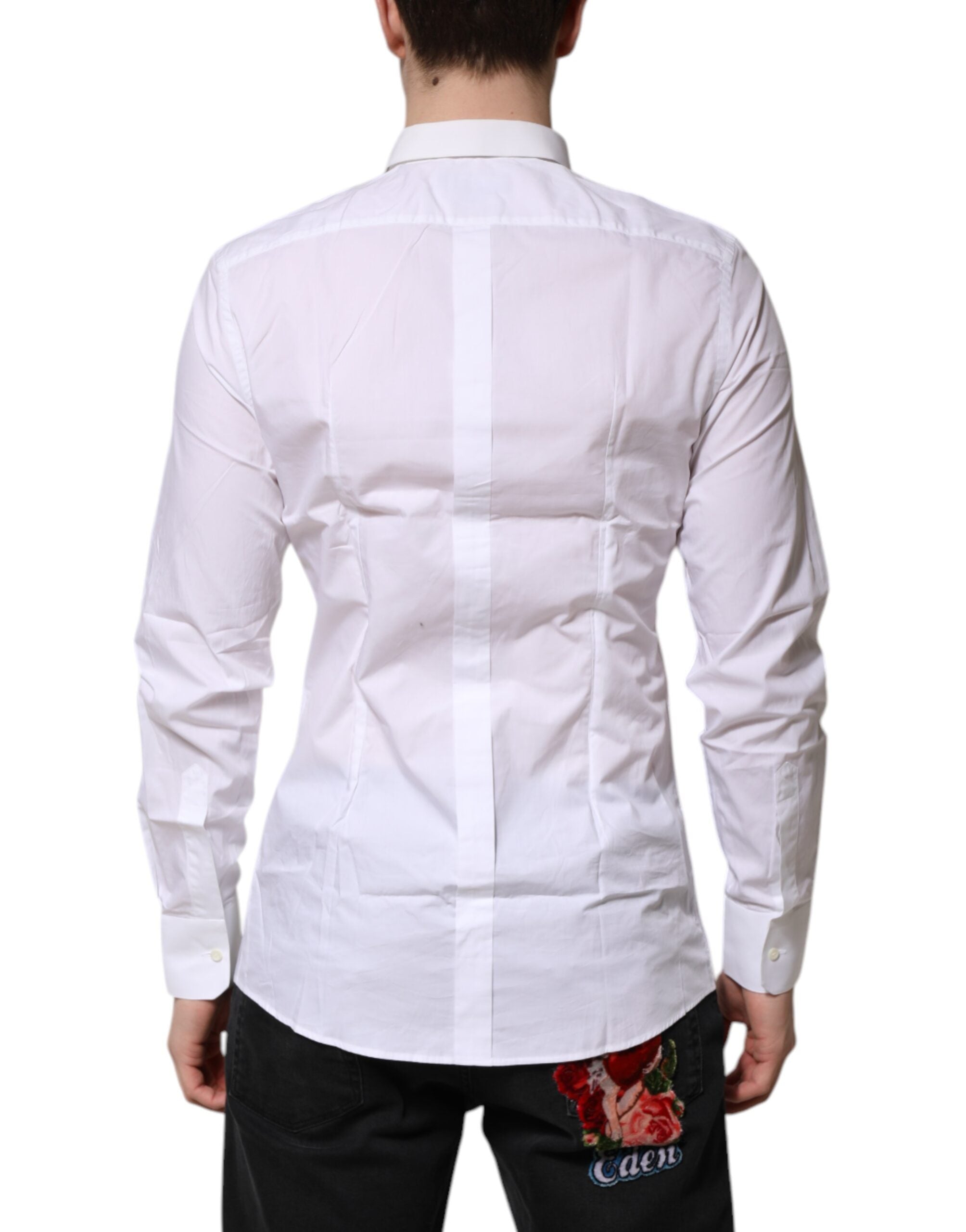 Dolce & Gabbana Weiß GOLD Baumwolle Langarm Herren Formelles Hemd