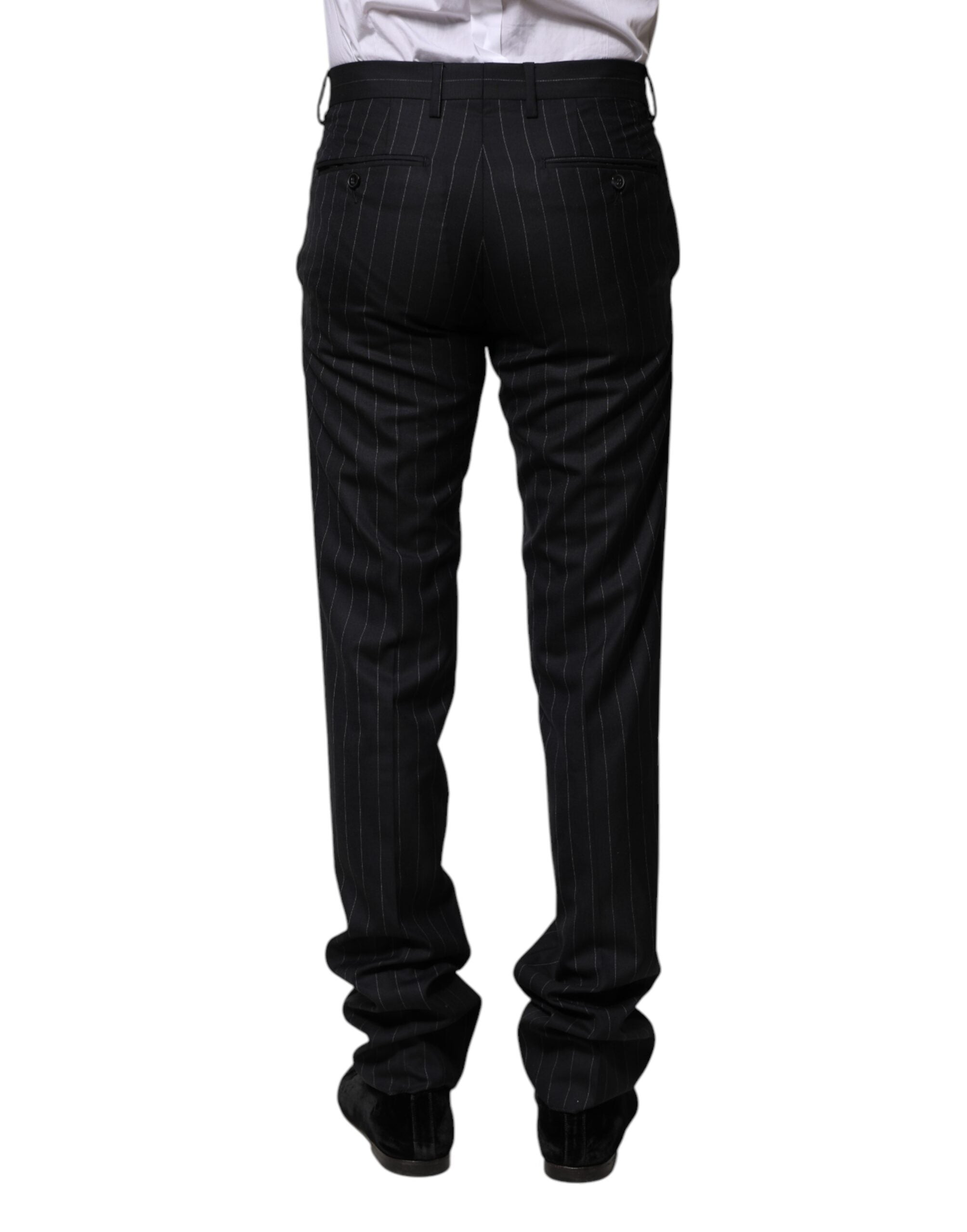 Pantaloni eleganti cu dungi negre din lână Dolce & Gabbana