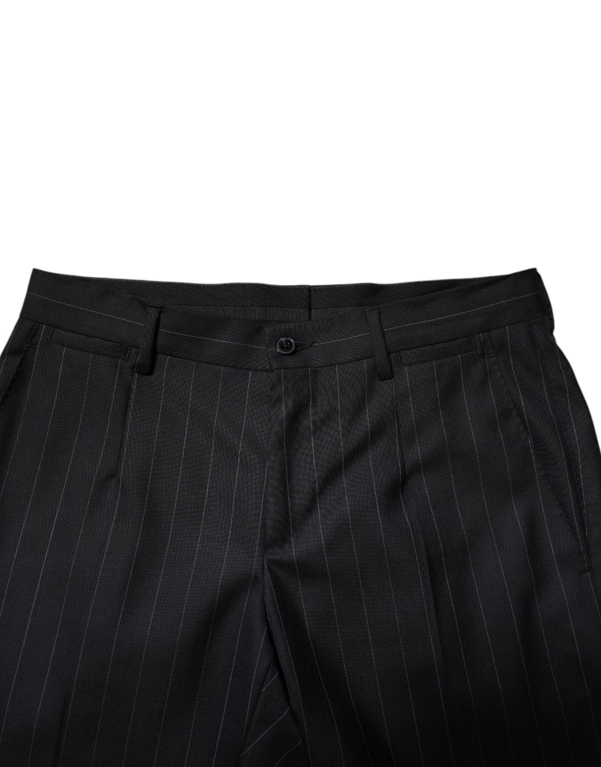 Pantaloni eleganti cu dungi negre din lână Dolce & Gabbana