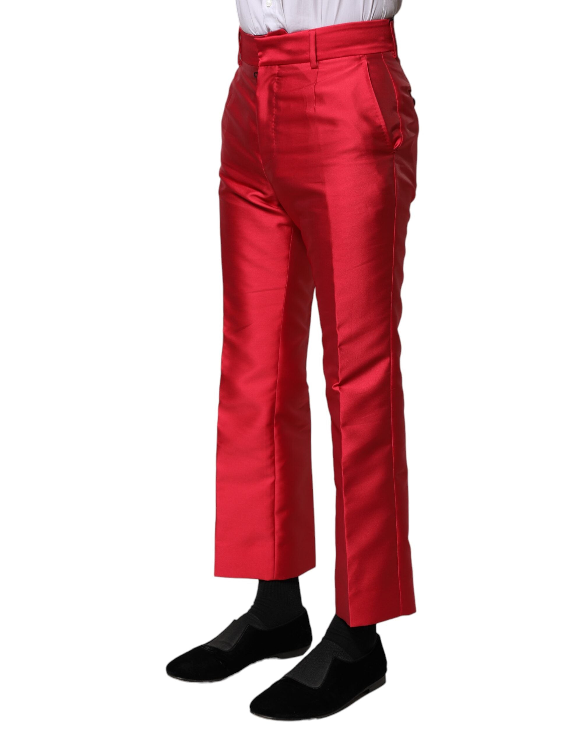 Dolce & Gabbana Rote, verkürzte Anzughose aus Polyester