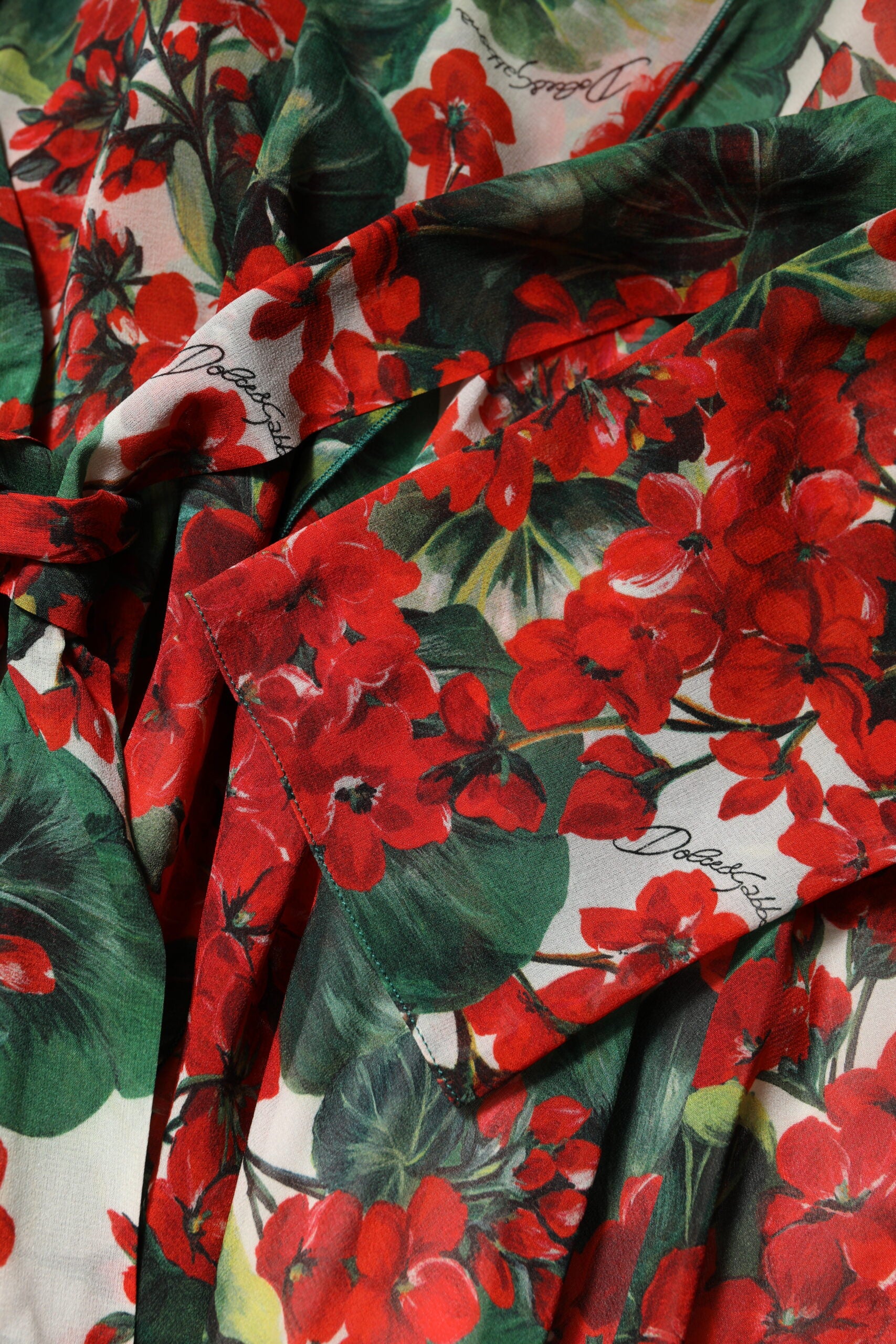 Rochie Dolce & Gabbana cu imprimeu floral multicolor și mâneci lungi și decolteu în V
