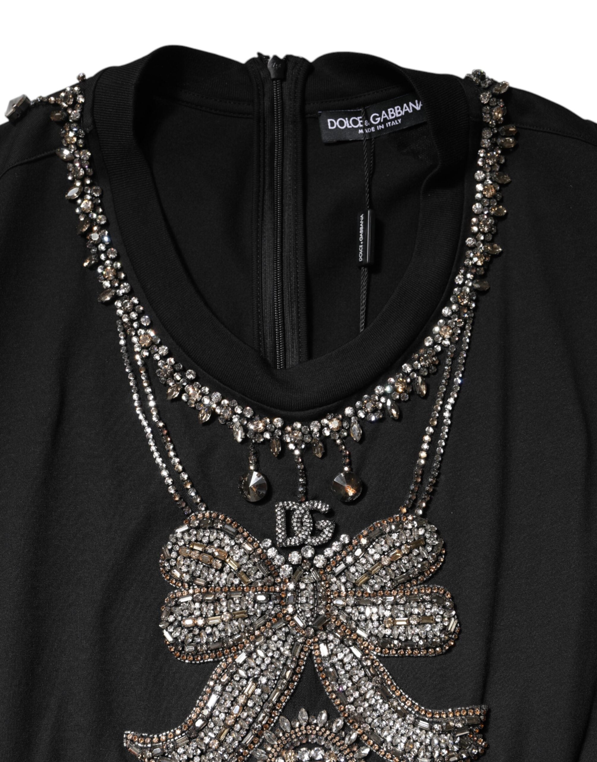 Dolce & Gabbana – Schwarzes Tanktop aus Baumwolle mit Strassverzierung