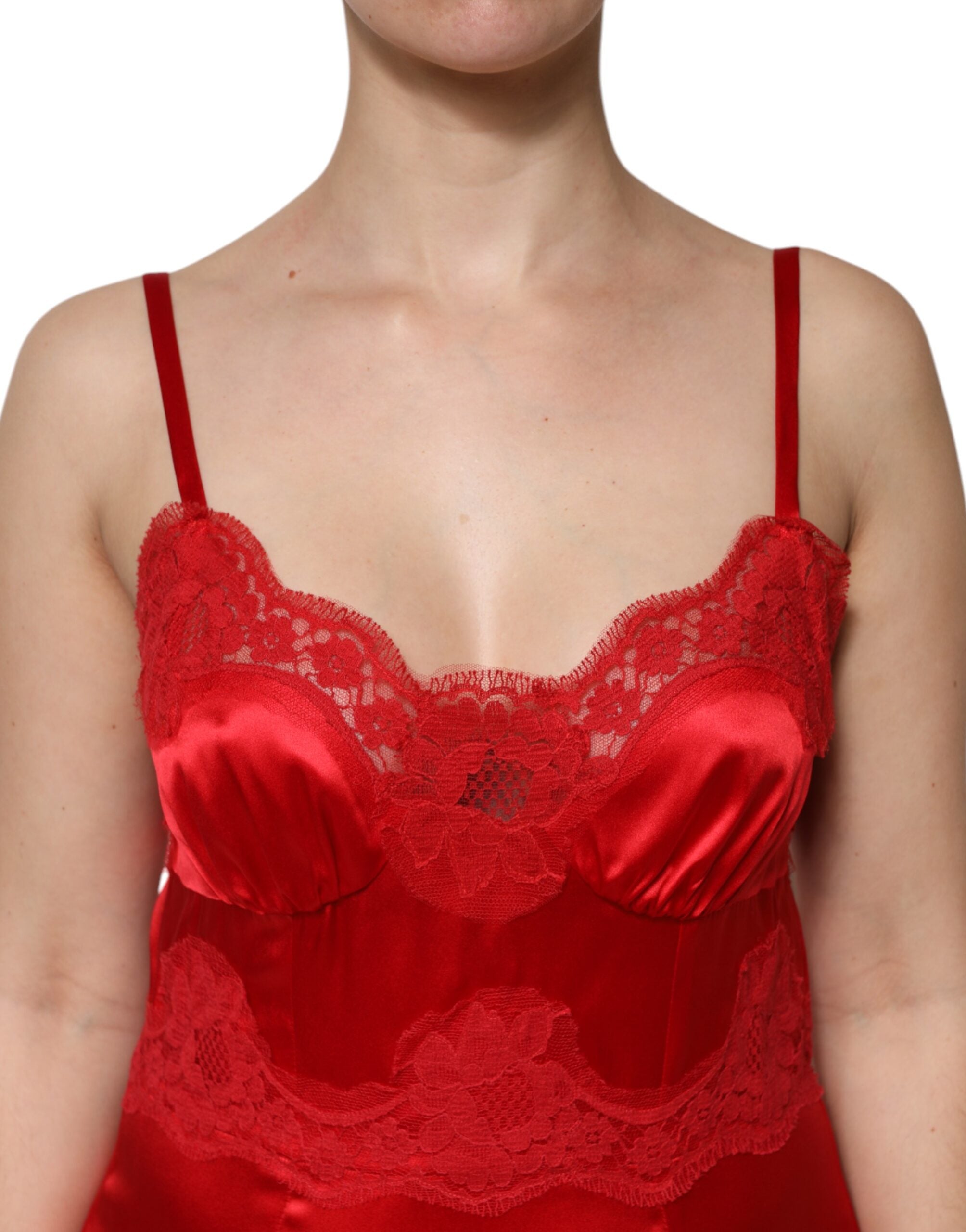 Rotes, ärmelloses Maxikleid aus Seide von Dolce & Gabbana