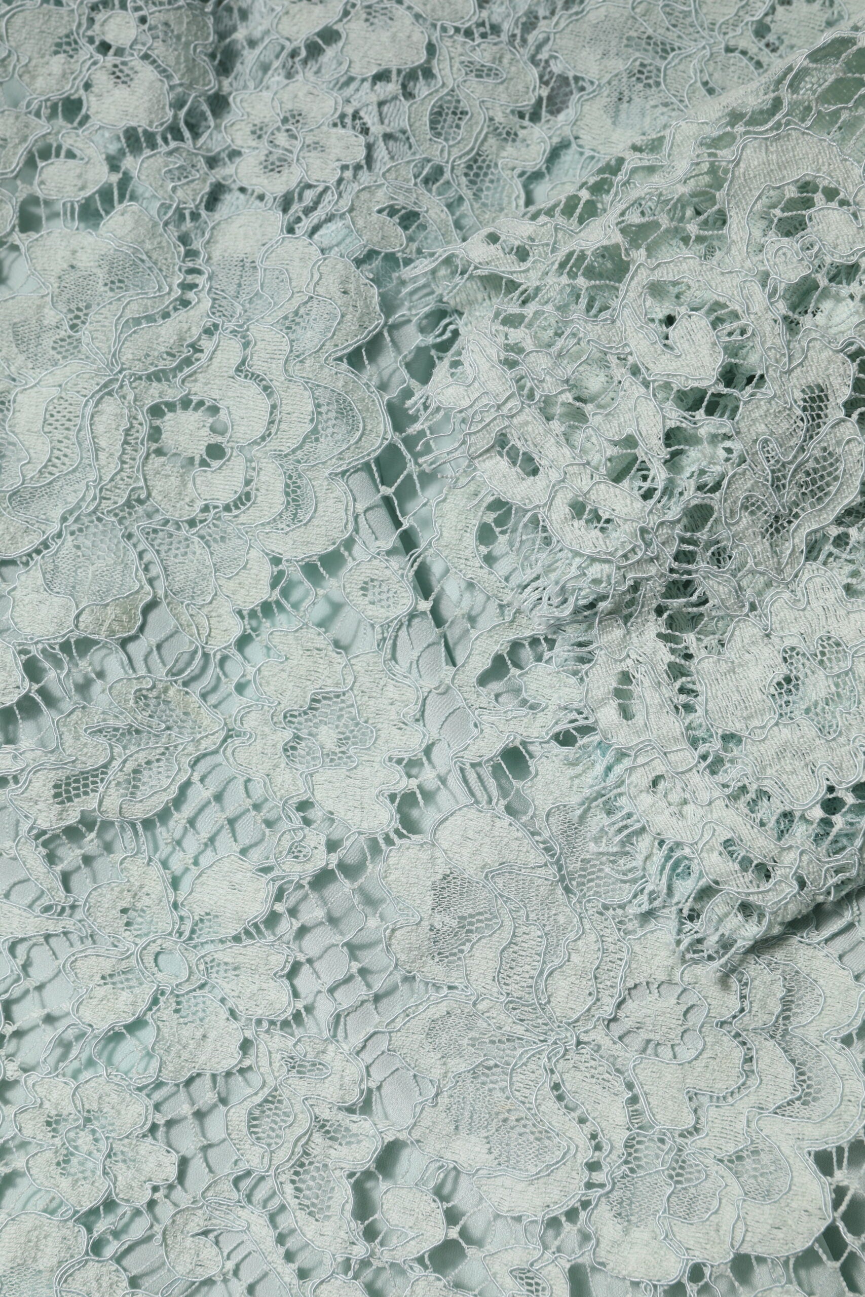 Dolce & Gabbana – Mintgrünes Baumwollblusentop mit Blumenspitze