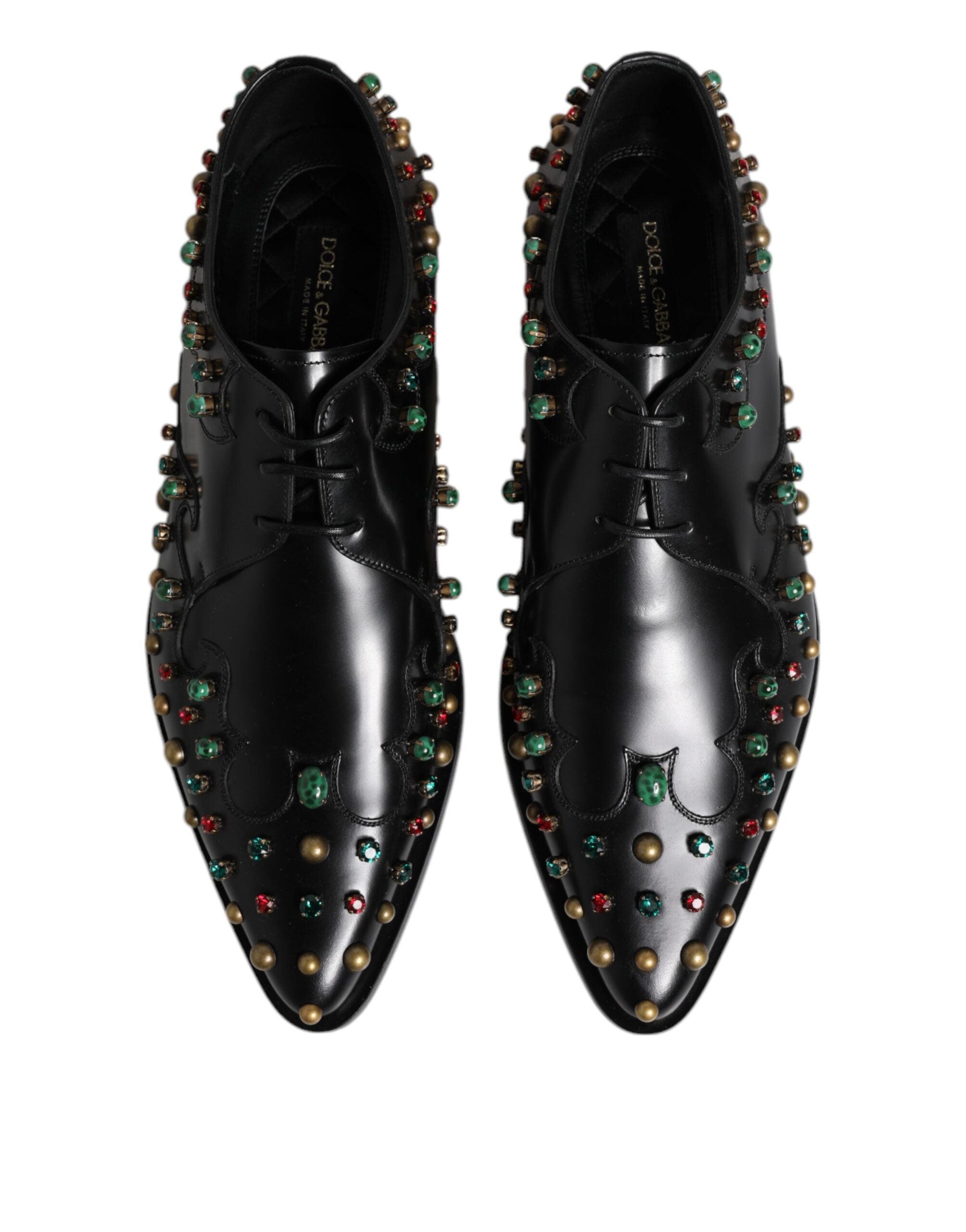 Dolce & Gabbana – Derby-Schuhe aus schwarzem Leder mit Nieten