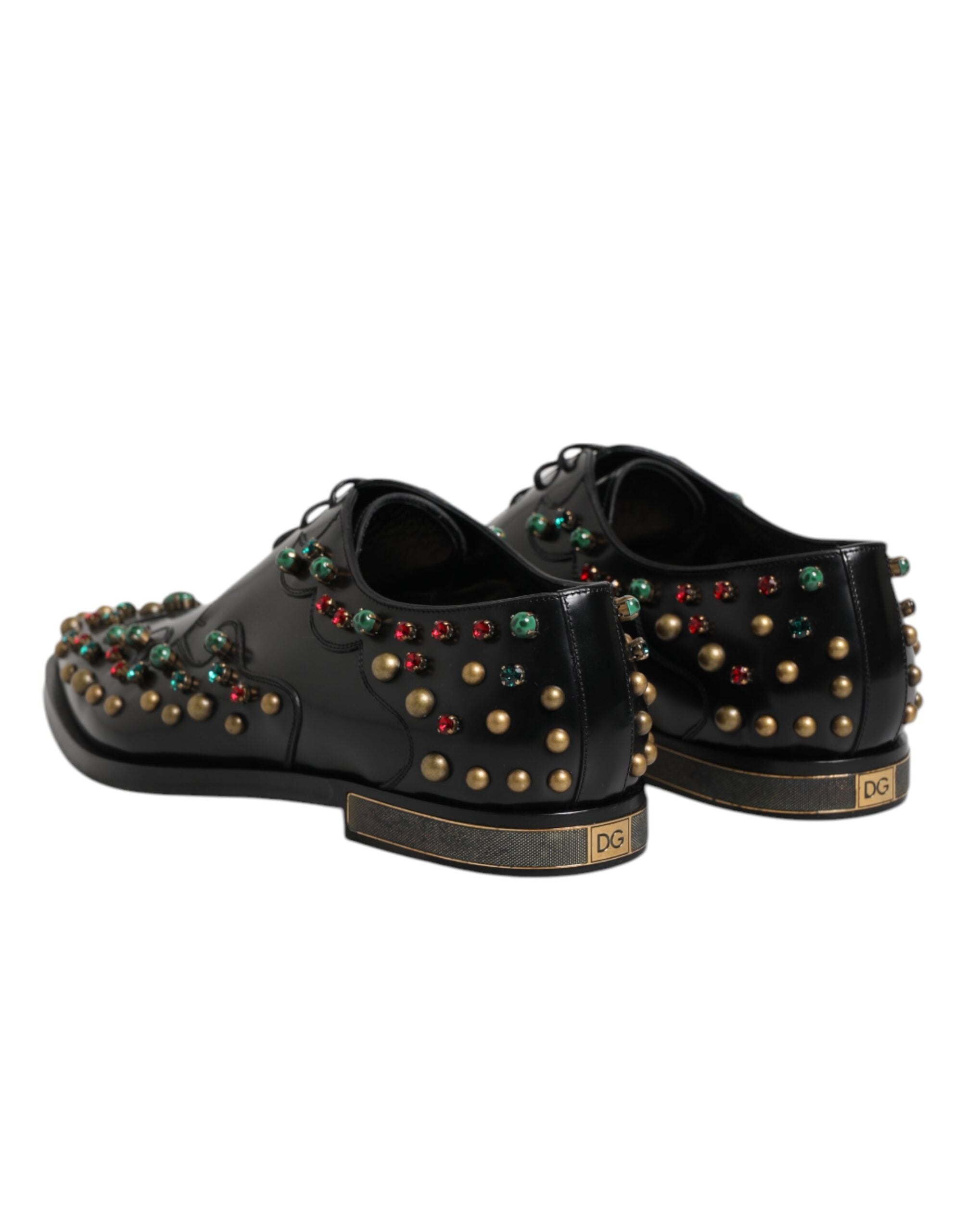 Dolce & Gabbana – Derby-Schuhe aus schwarzem Leder mit Nieten