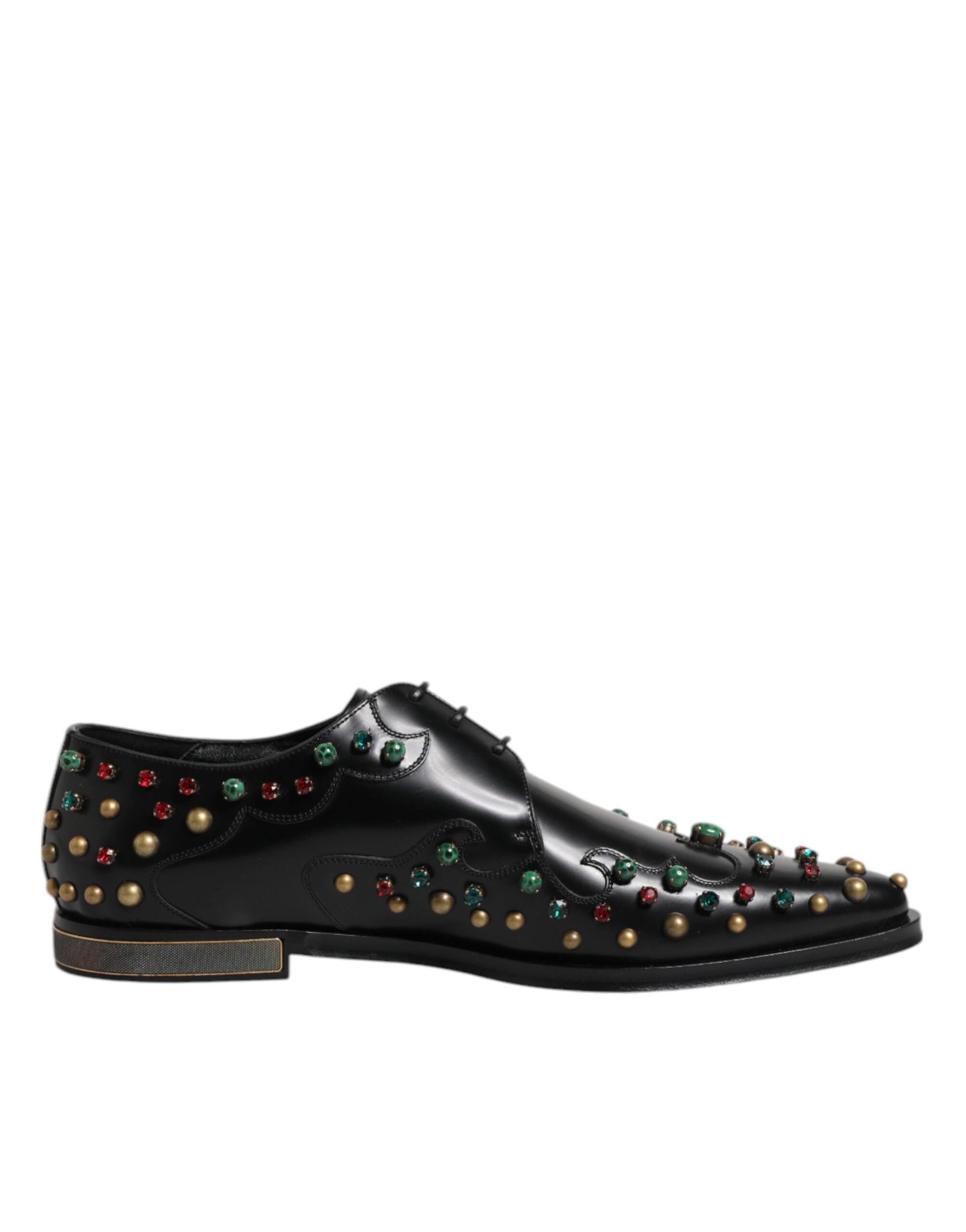 Dolce & Gabbana – Derby-Schuhe aus schwarzem Leder mit Nieten