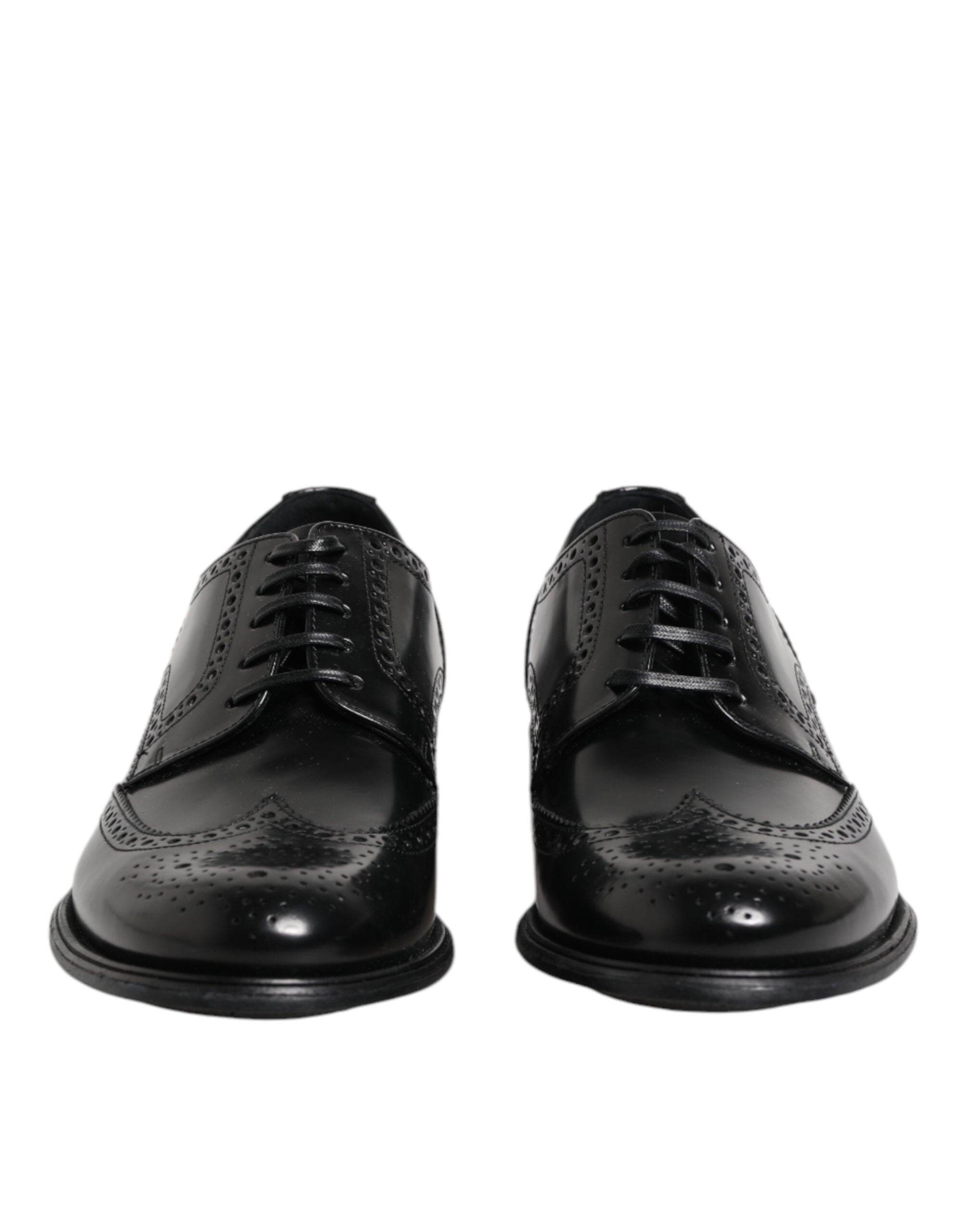 Dolce & Gabbana – Formelle Derby-Schuhe aus schwarzem Leder mit Flügelkappe