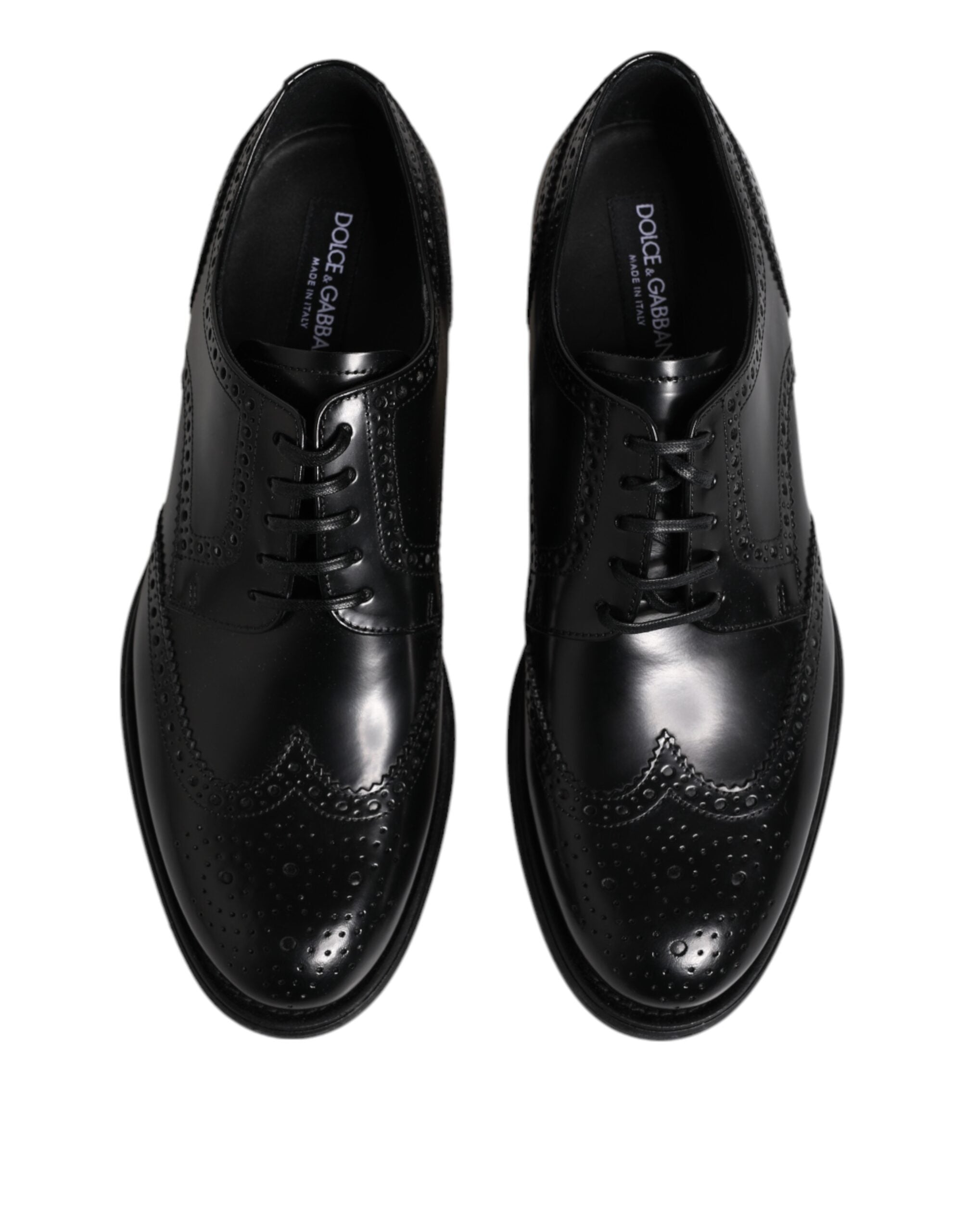 Dolce & Gabbana – Formelle Derby-Schuhe aus schwarzem Leder mit Flügelkappe
