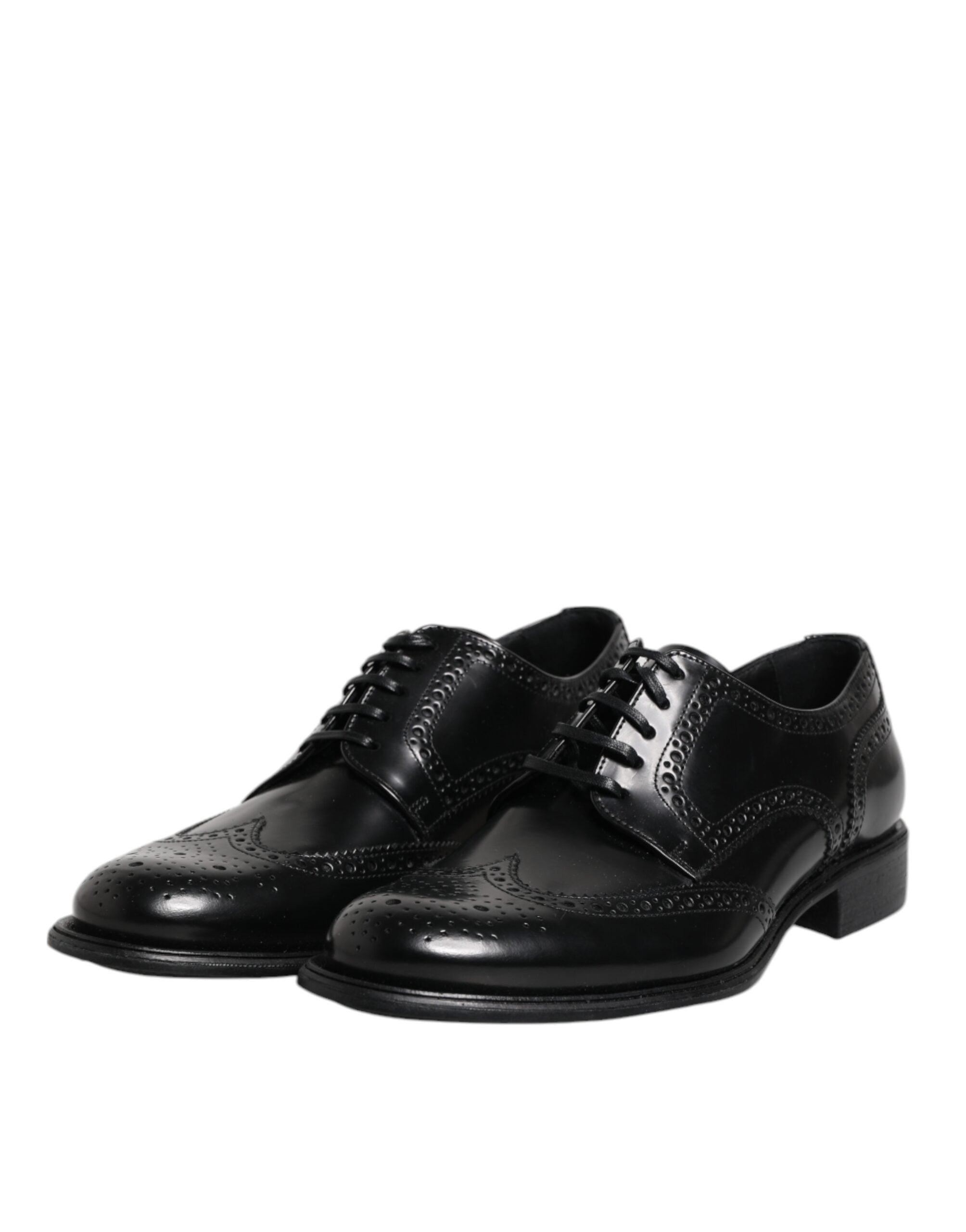 Dolce & Gabbana – Formelle Derby-Schuhe aus schwarzem Leder mit Flügelkappe