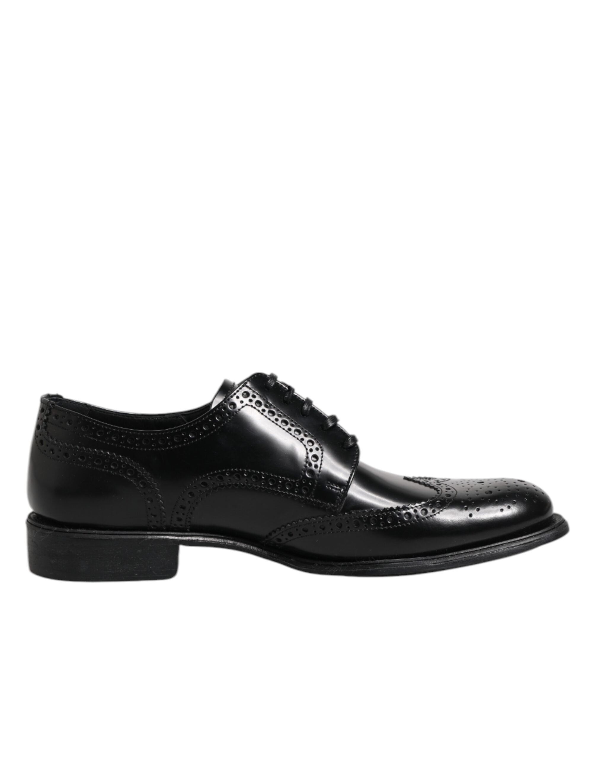 Dolce & Gabbana – Formelle Derby-Schuhe aus schwarzem Leder mit Flügelkappe