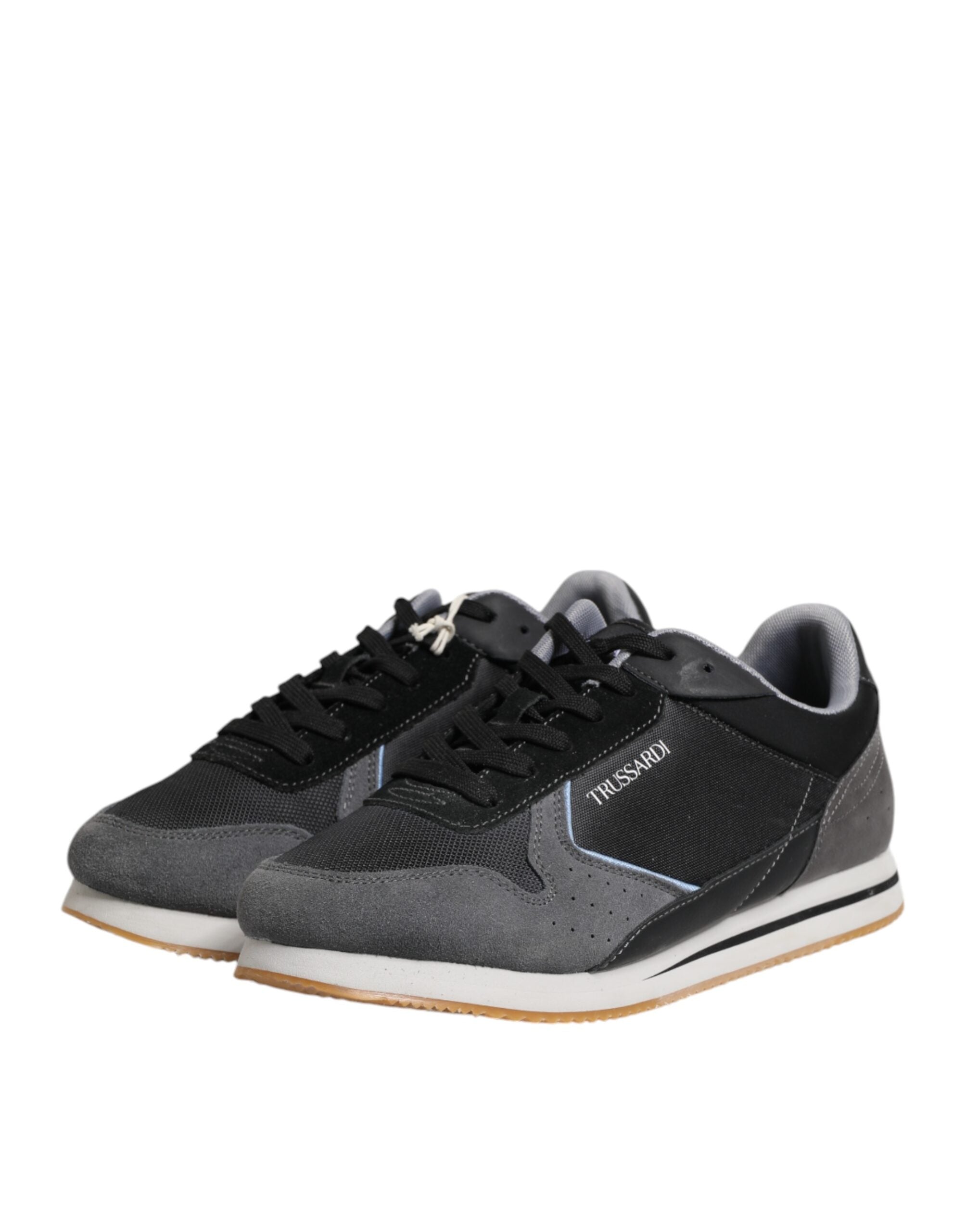 Trussardi – Schwarze, graue Schnürschuhe mit niedrigem Oberteil und Freizeitschuhen