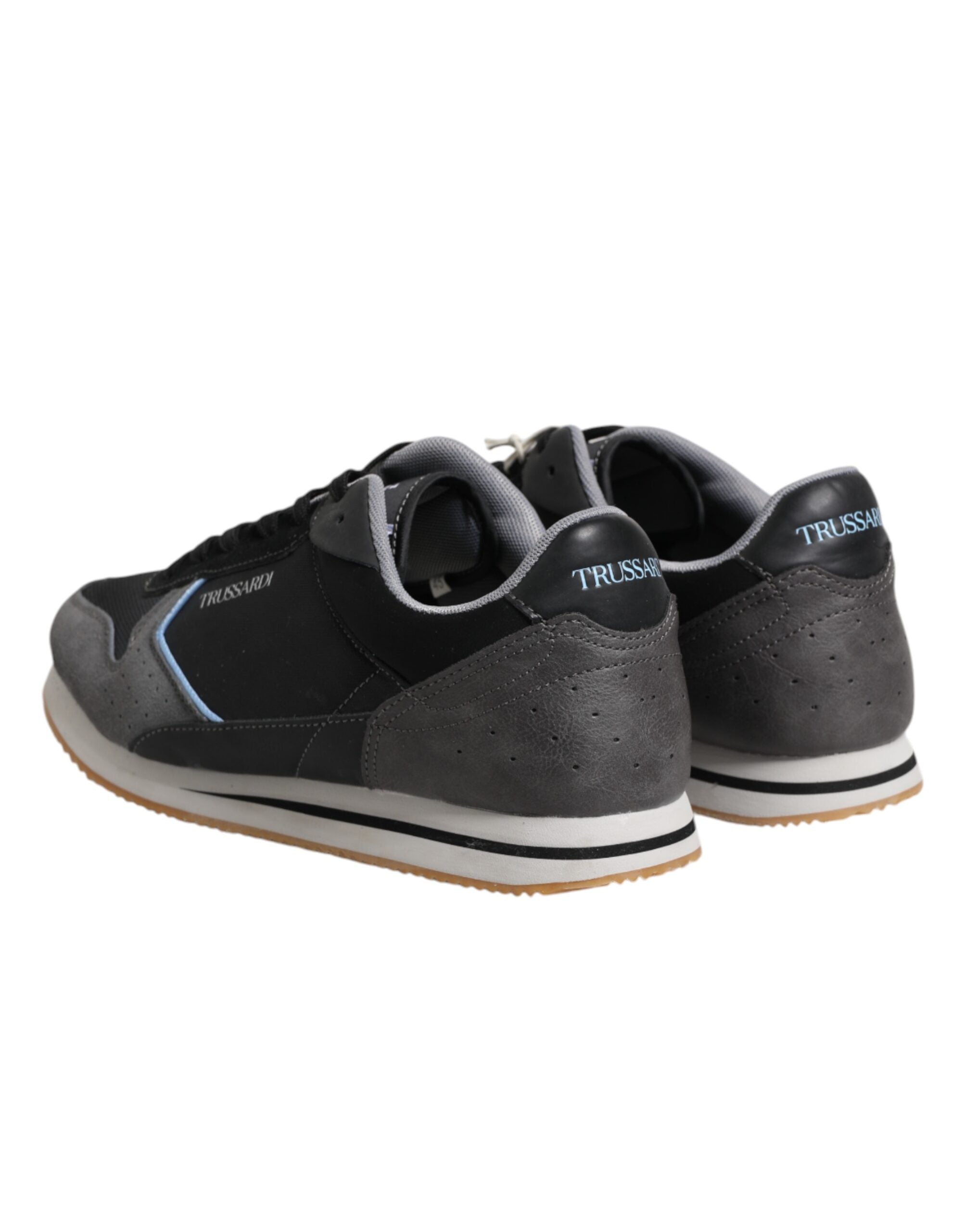 Trussardi – Schwarze, graue Schnürschuhe mit niedrigem Oberteil und Freizeitschuhen