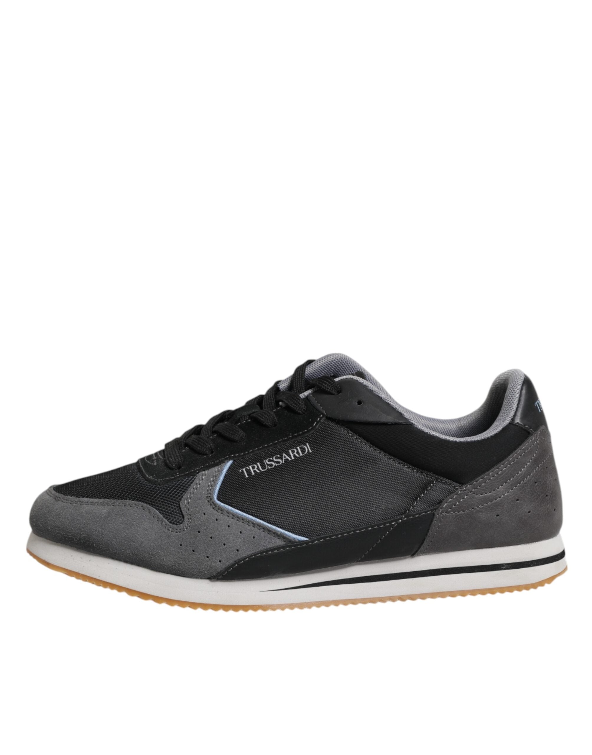 Trussardi – Schwarze, graue Schnürschuhe mit niedrigem Oberteil und Freizeitschuhen