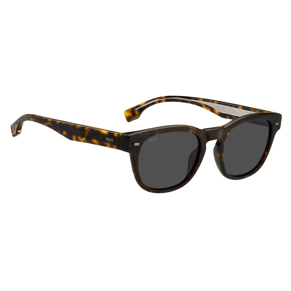 Hugo Boss – Braune Sonnenbrille aus Kalbshaar