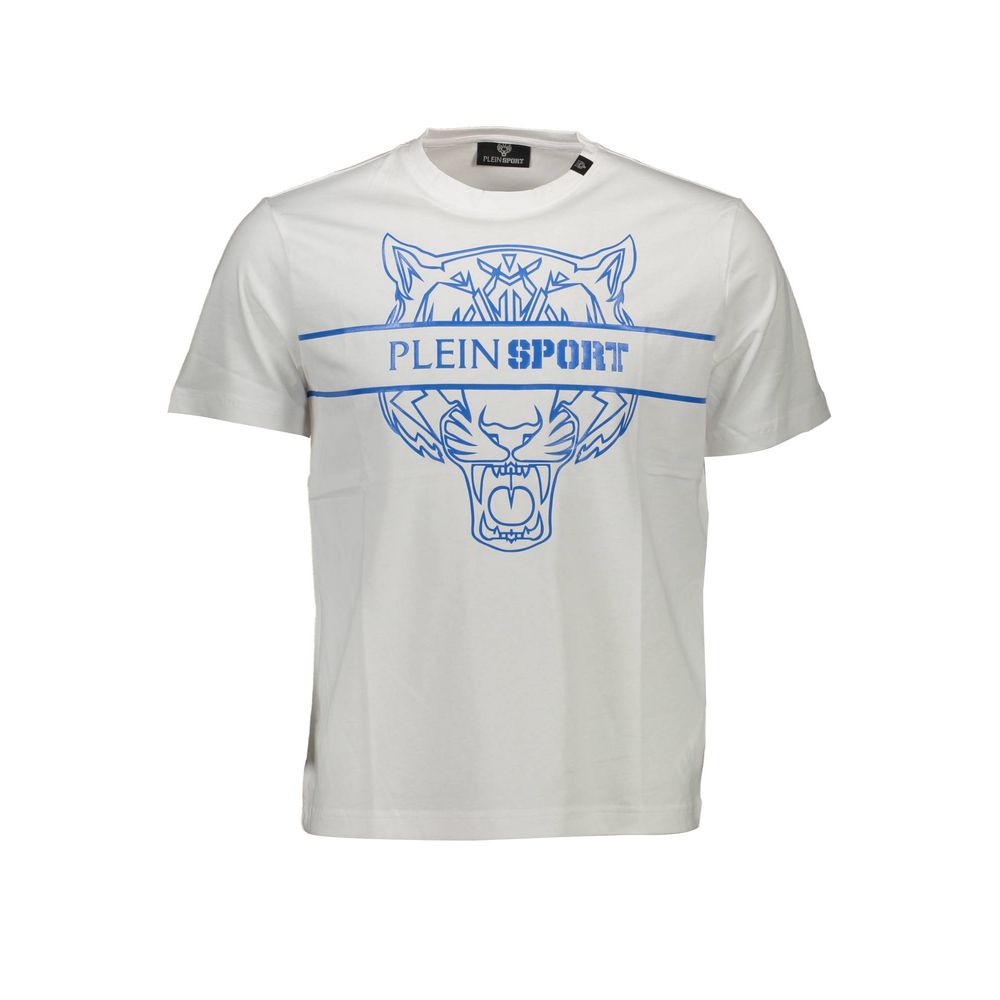 Tricou bărbătesc Plein Sport alb din bumbac