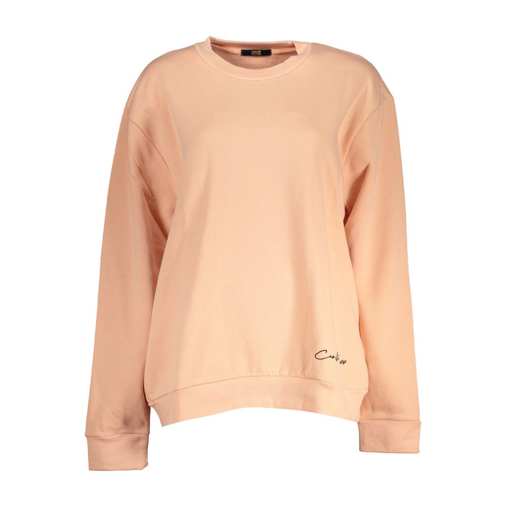 Cavalli Class Elegantes Langarm-Sweatshirt aus rosa Fleece
